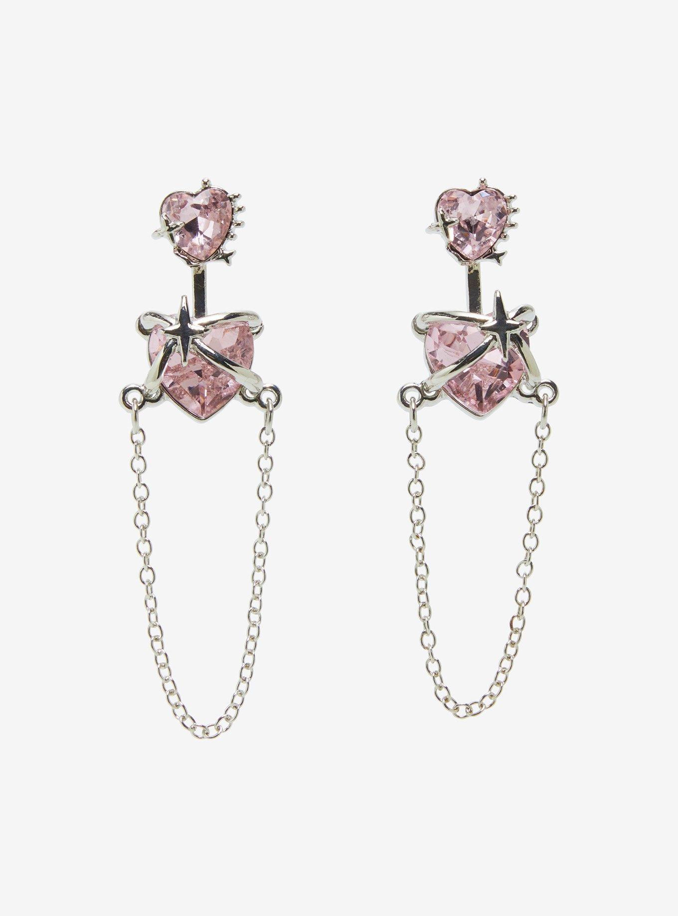Sweet Society Heart Star Chain Earrings, , hi-res
