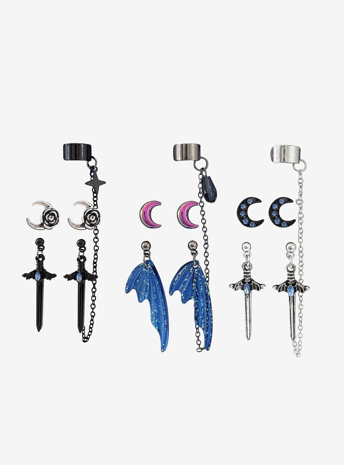 Thorn & Fable Wing & Dagger Stud & Cuff Earring Set, , hi-res