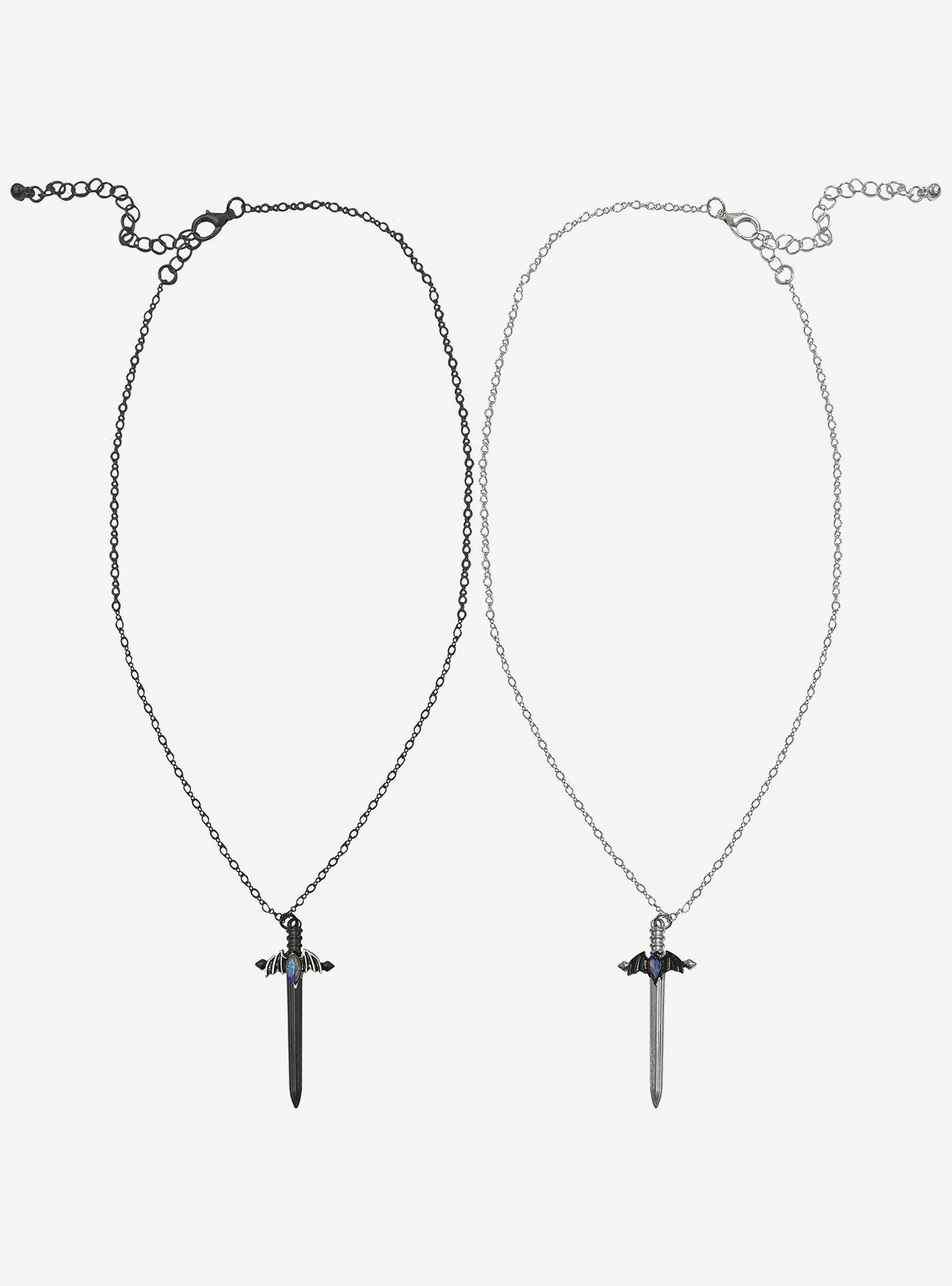 Thorn & Fable Bat Wing Dagger Best Friend Necklace Set, , hi-res