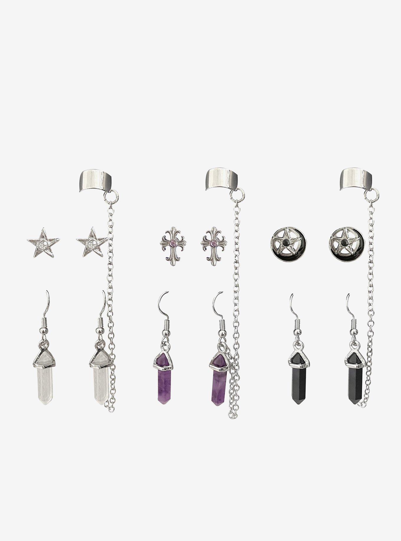 Cosmic Aura Crystal Cuff Earring Set, , hi-res