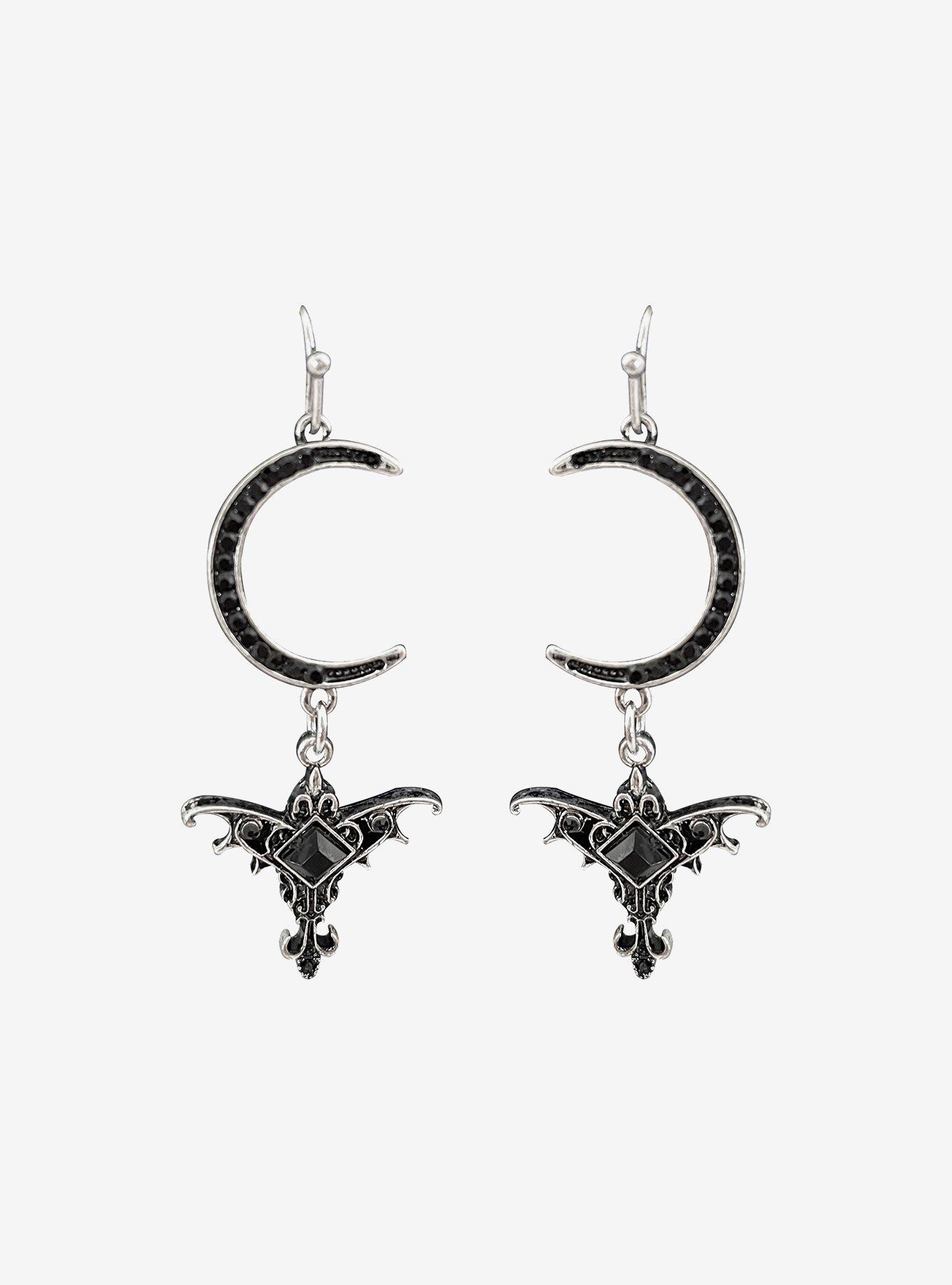 Cosmic Aura Moon Batwing Earrings, , hi-res