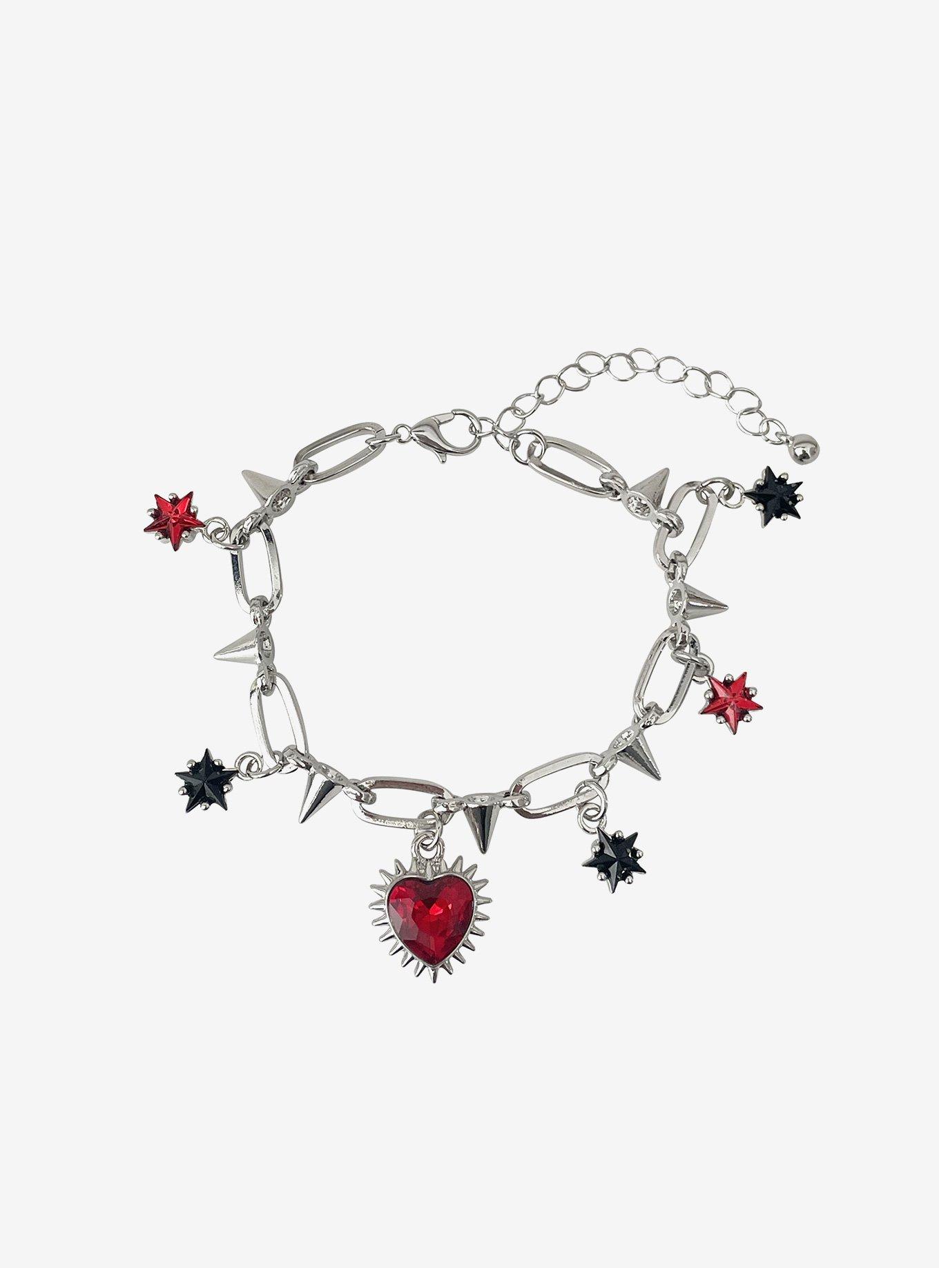 Social Collision Spiky Heart Star Charm Bracelet, , hi-res