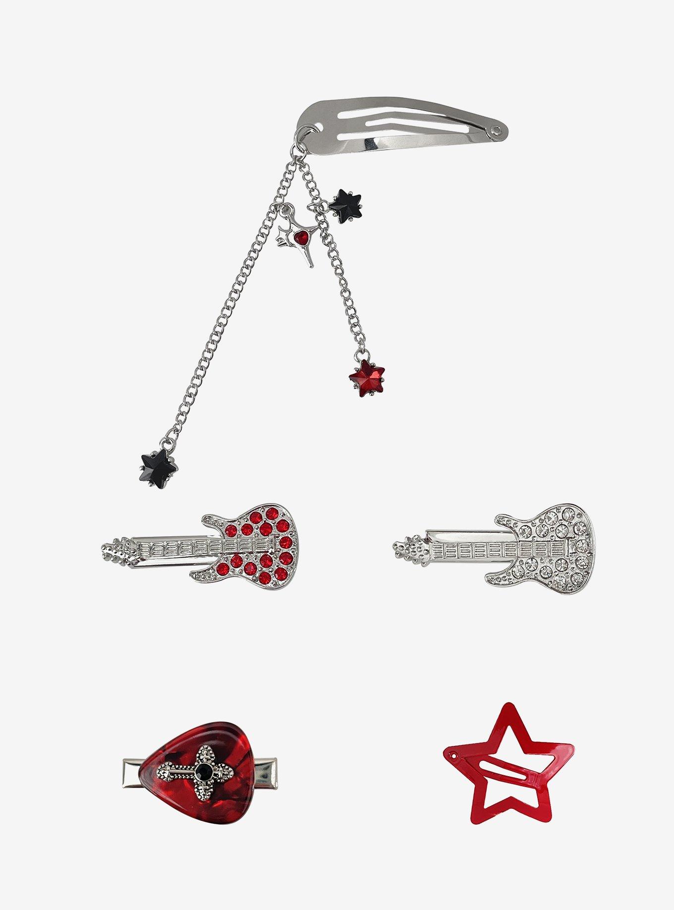 Social Collision Guitar & Star Hair Clip Set, , hi-res