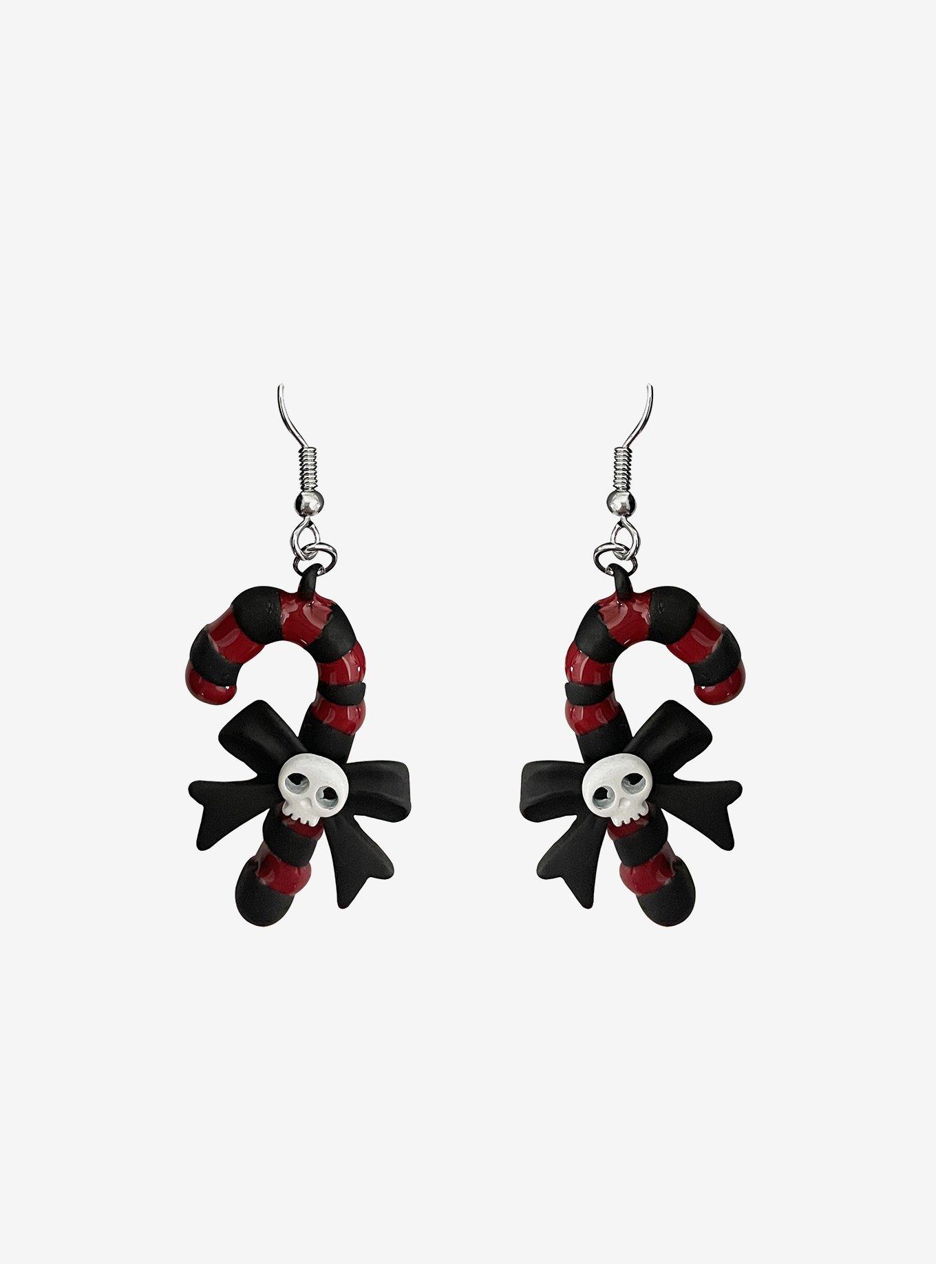 Gothic Candy Cane Drop Earrings, , hi-res