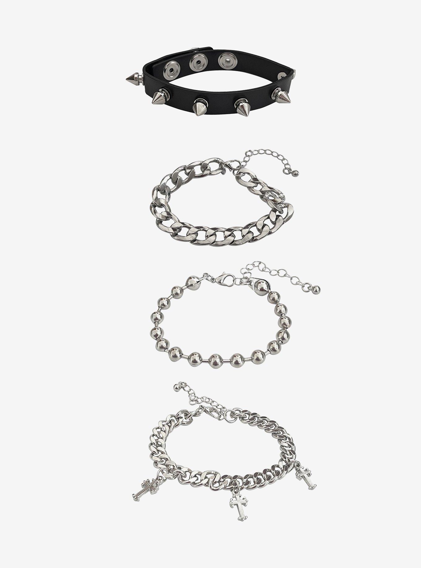 Spike Cross Chain Bracelet Set, , hi-res