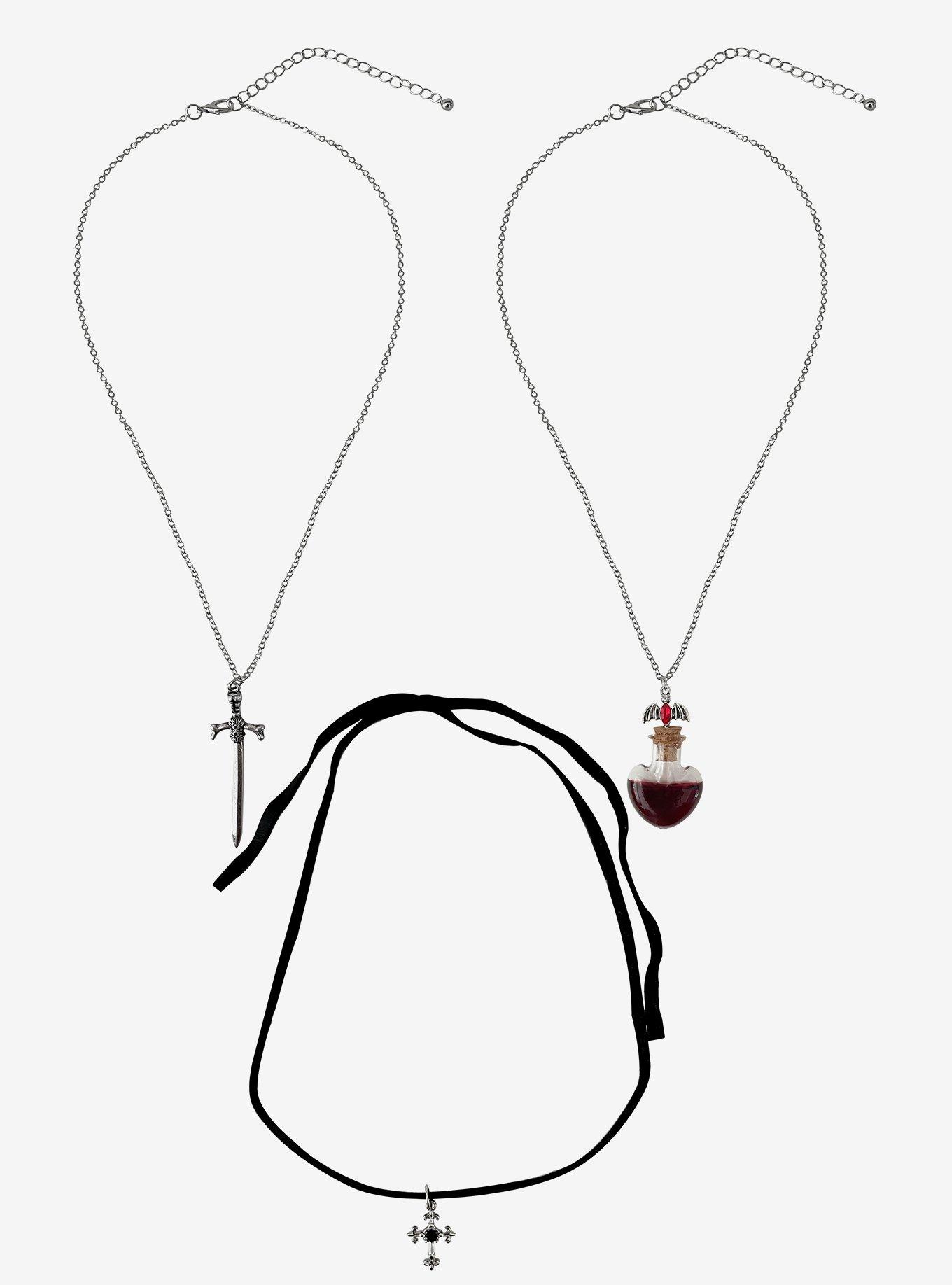 Cosmic Aura Heart Bottle Cross Necklace Set, , hi-res