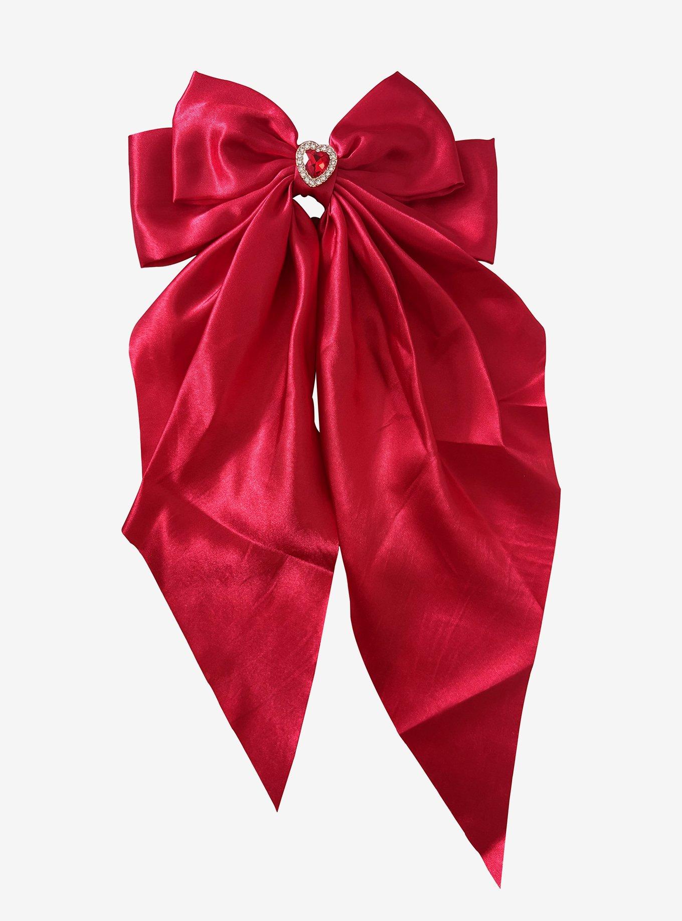 Sweet Society Red Satin Heart Hair Bow, , hi-res
