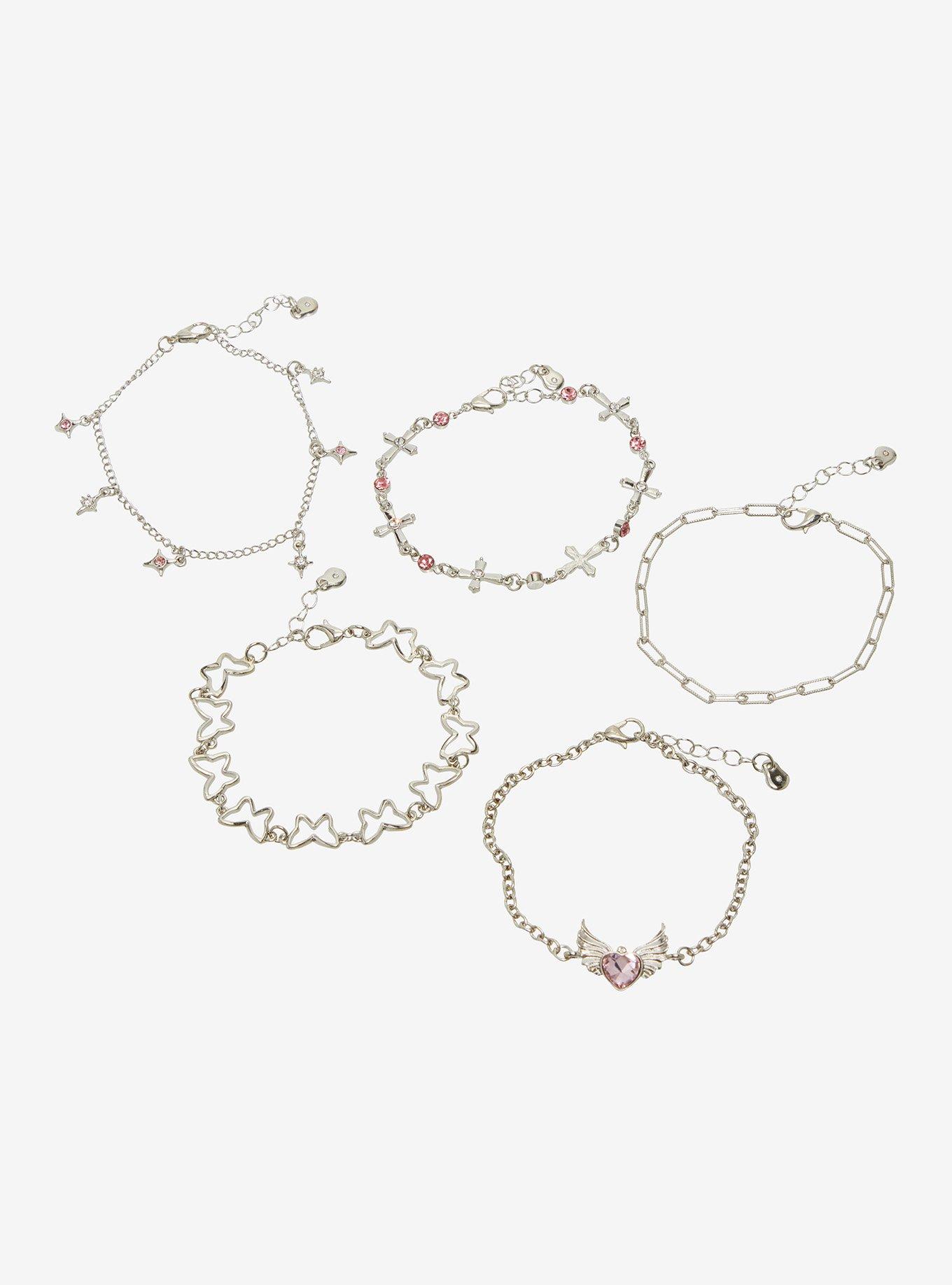 Sweet Society Heart Wing Chain Bracelet Set, , hi-res