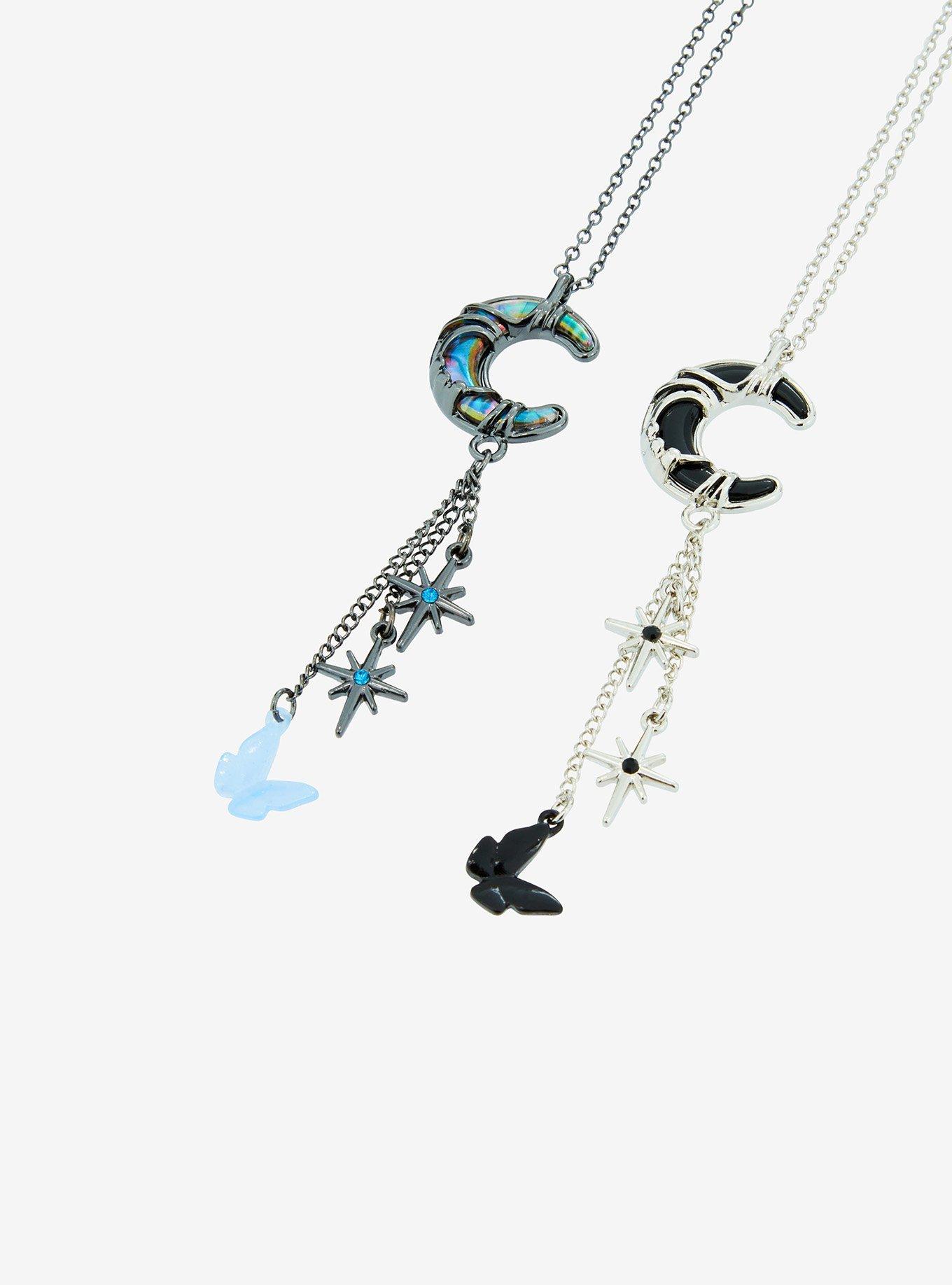 Thorn & Fable Wrapped Moon Charm Best Friend Necklace Set, , alternate