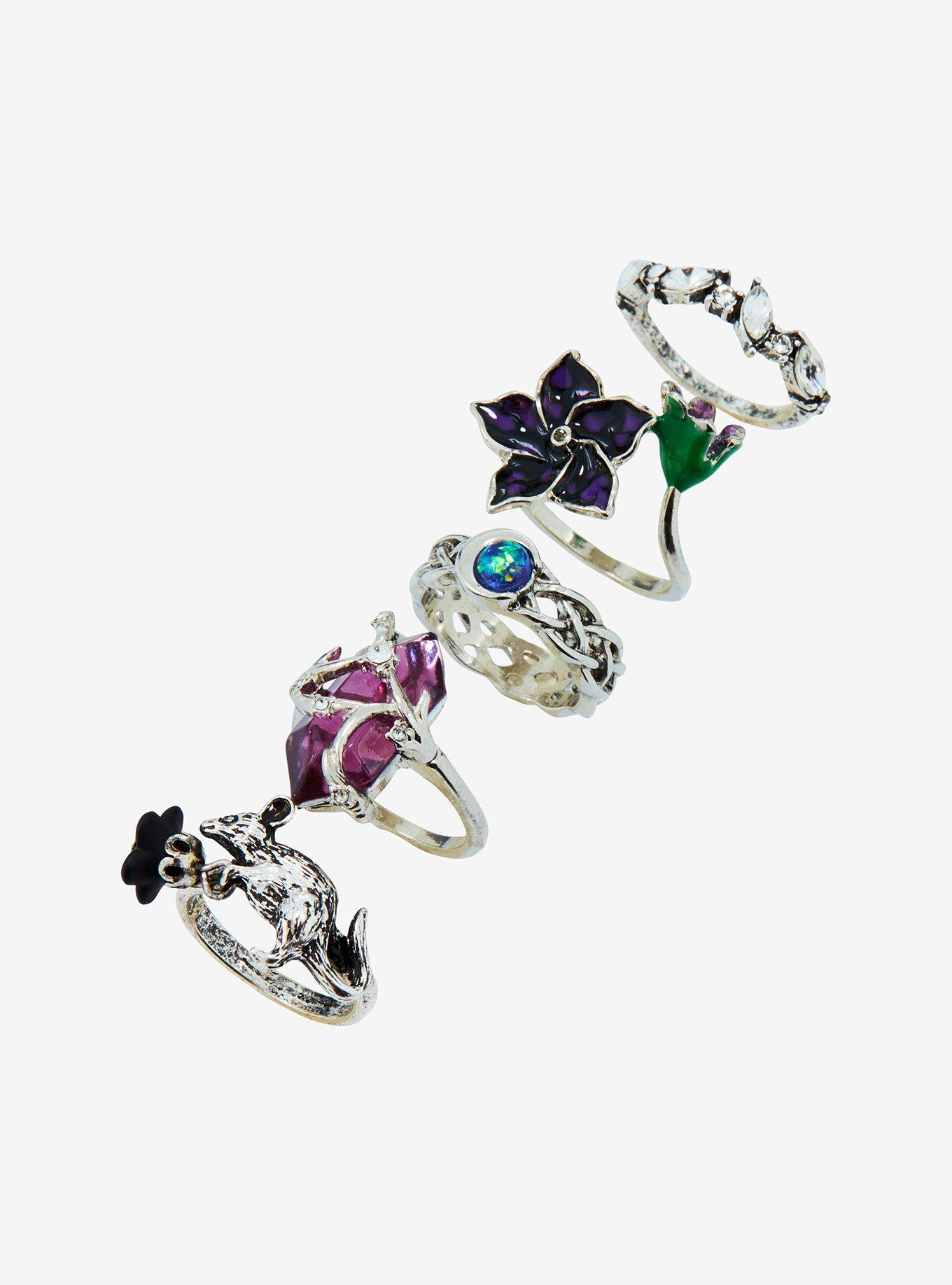 Thorn & Fable Crystal Flower Ring Set, , alternate