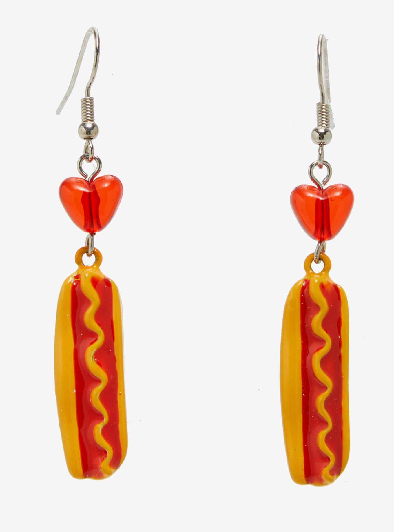 Hot Dog Figural Earrings, , alternate