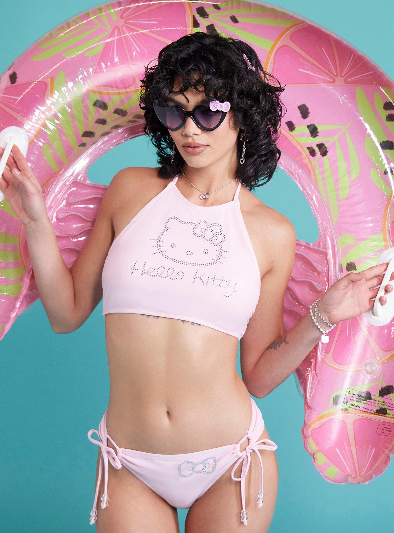 Hello Kitty Rhinestone Halter Swim Top, MULTI, alternate