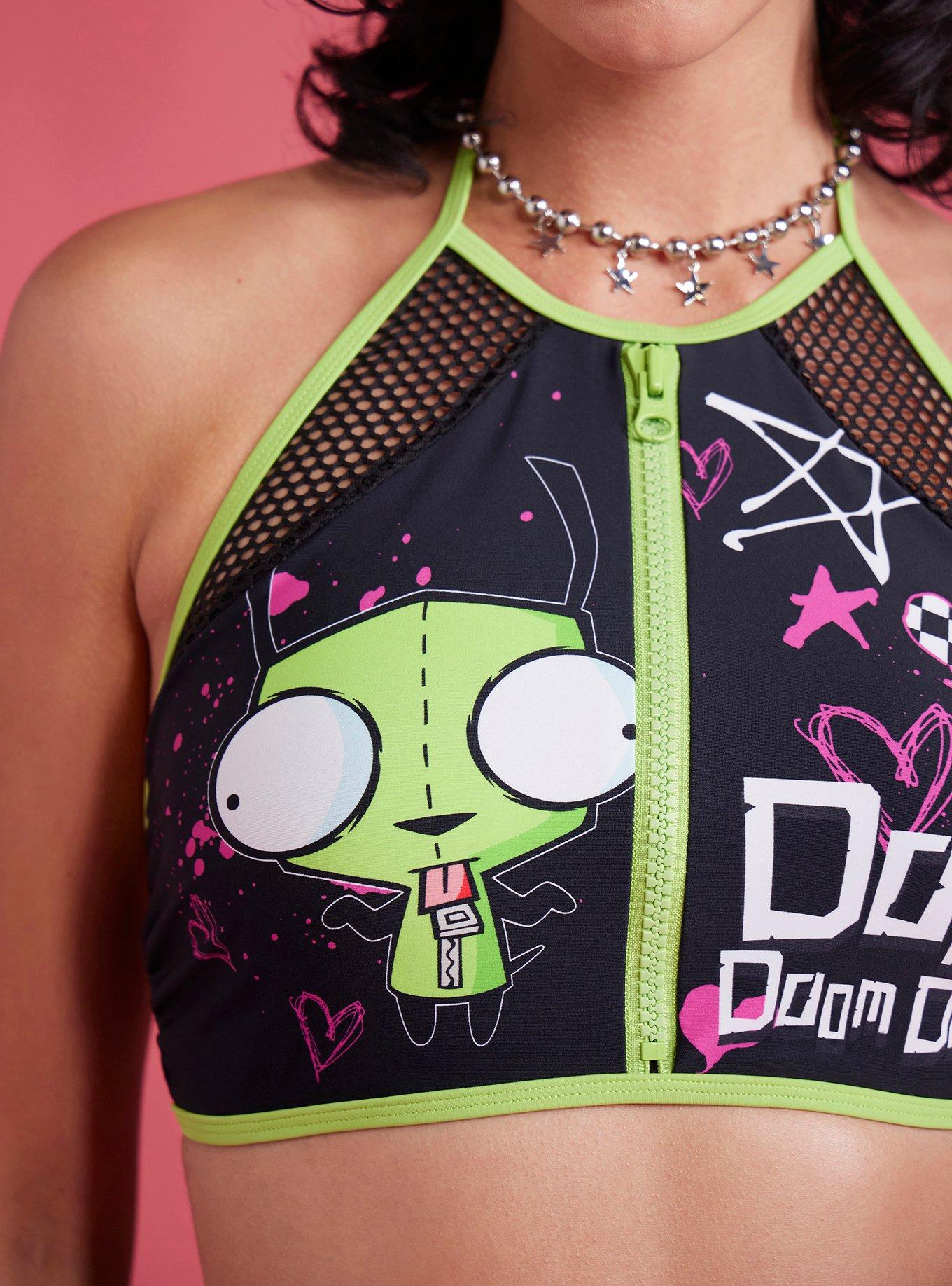 Invader Zim GIR Fishnet Halter Swim Top, MULTI, alternate