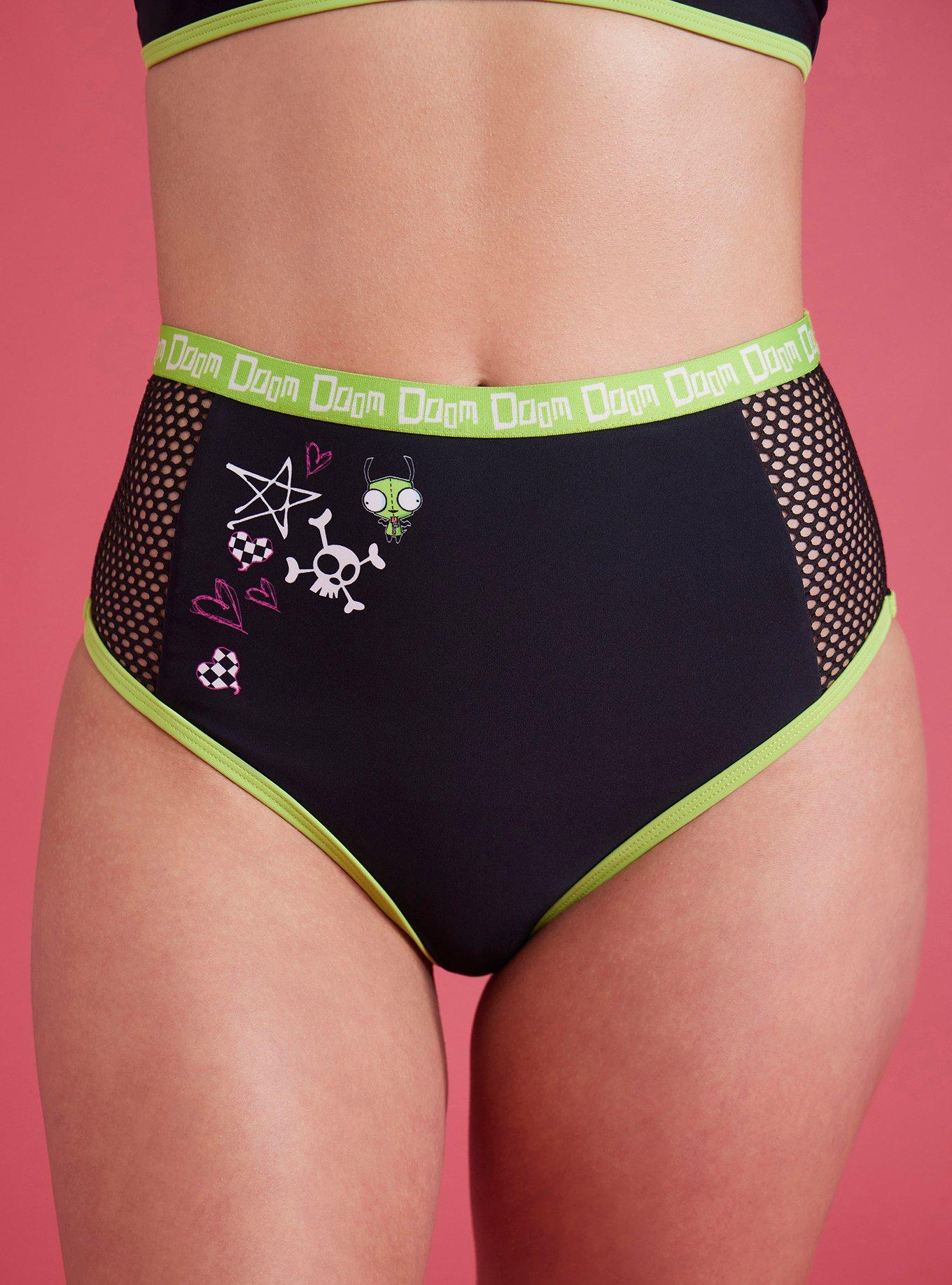 Invader Zim GIR Fishnet High-Waisted Swim Bottoms, , hi-res