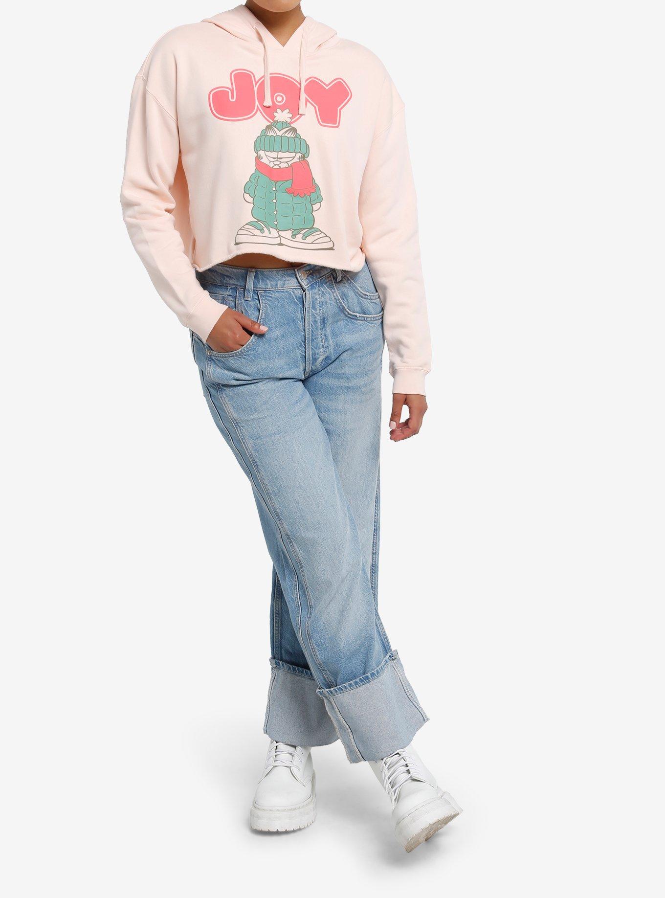 Garfield Joy Pastel Pink Crop Girls Hoodie, , hi-res