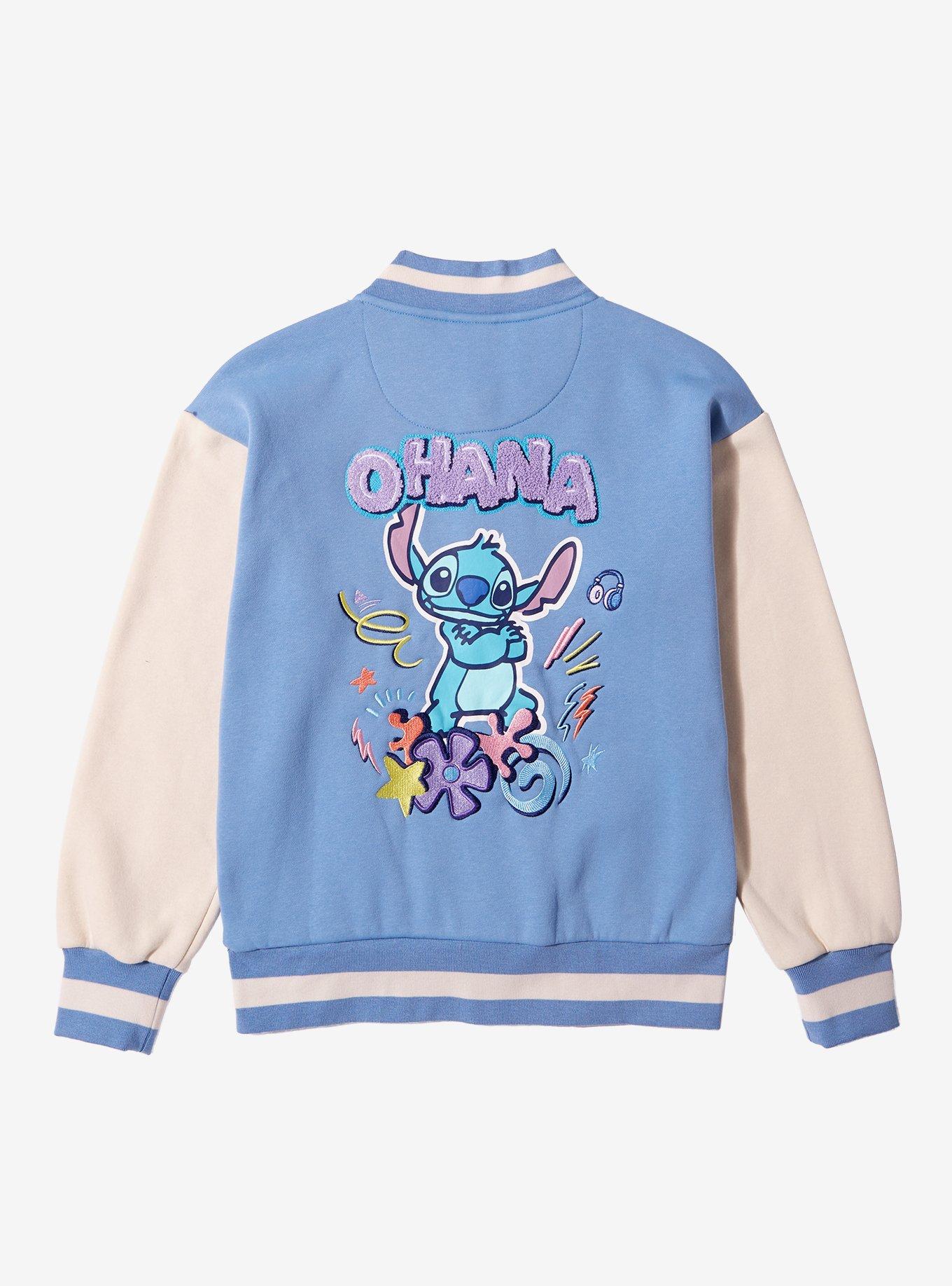 Disney Lilo & Stitch Doodle Icons Youth Varsity Jacket - BoxLunch Exclusive, LIGHT BLUE, alternate