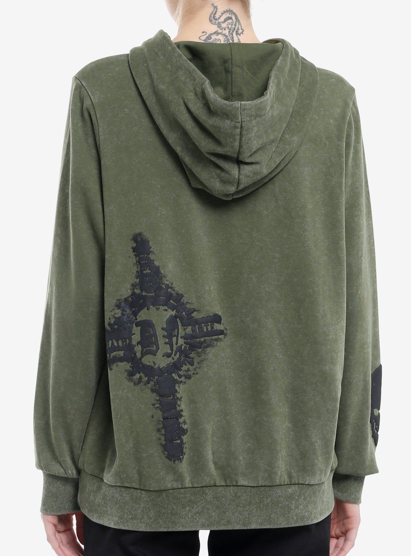 Death Note Skull Grunge Girls Wash Hoodie, , hi-res