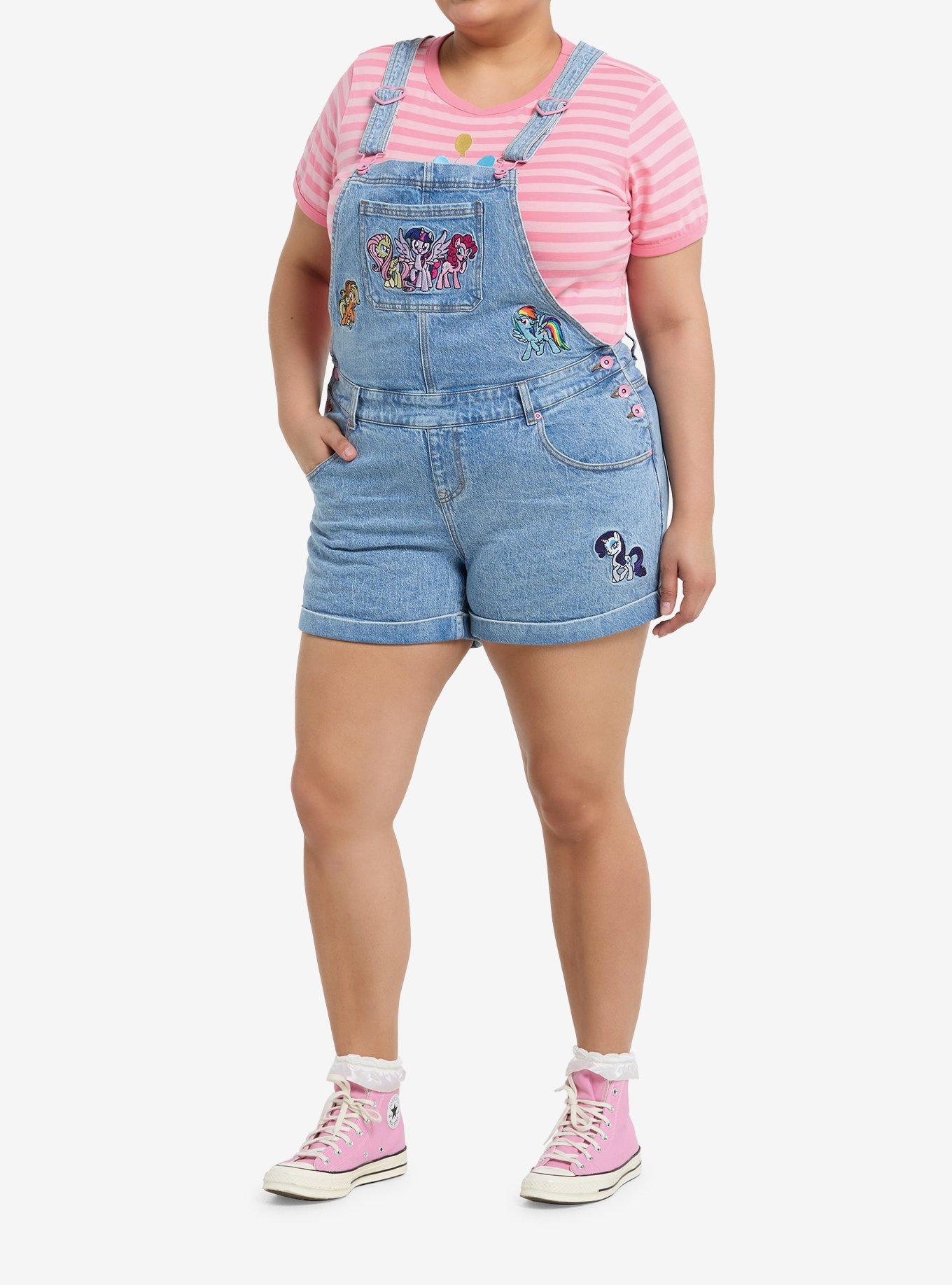 My Little Pony Mane Six Heart Denim Shortalls Plus Size, , hi-res