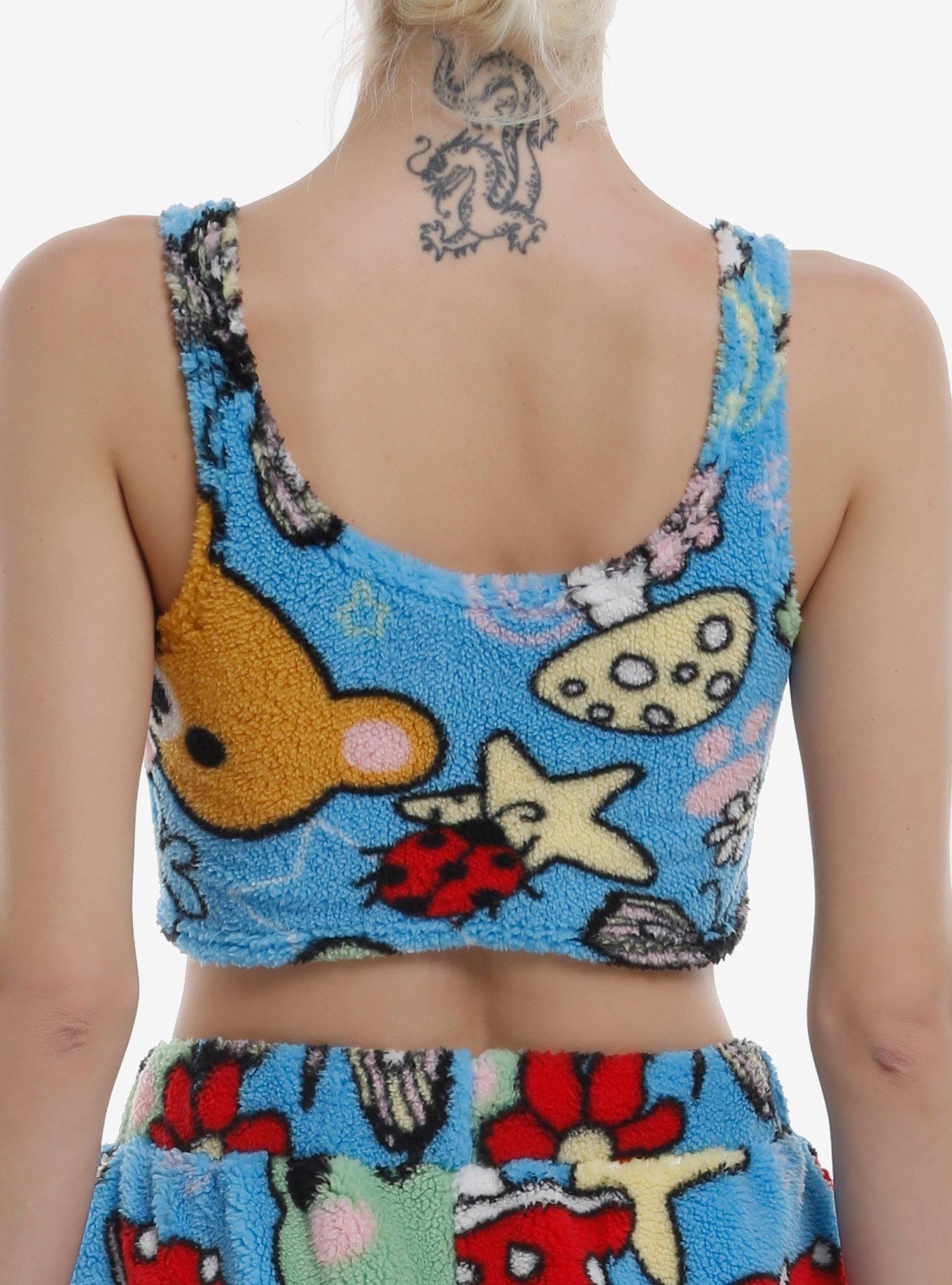Sweet Society Colorful Critter Fuzzy Girls Crop Tank Top, MULTI, alternate