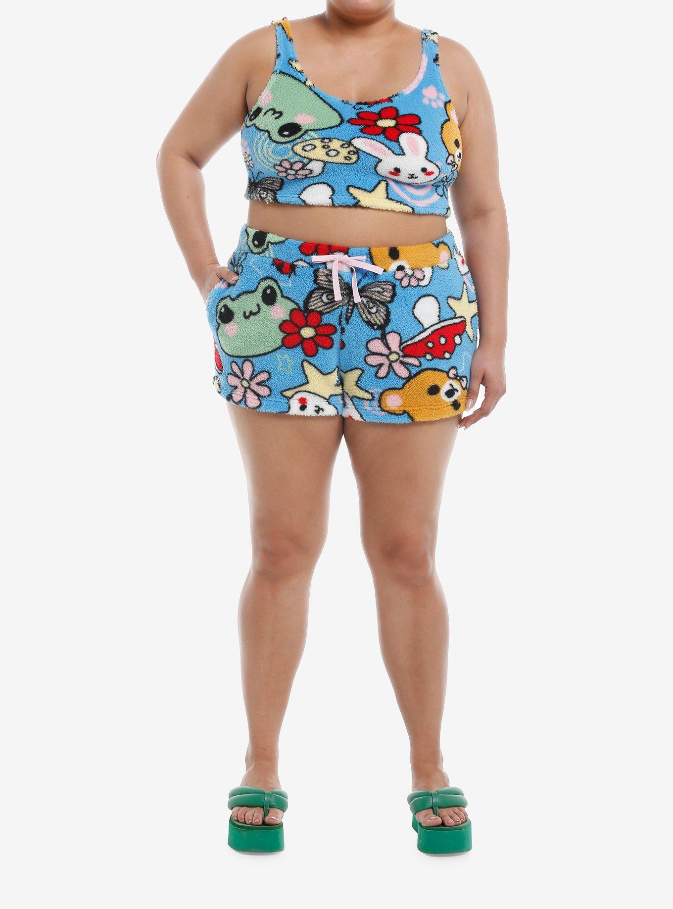 Sweet Society Colorful Critter Fuzzy Girls Lounge Shorts Plus Size, MULTI, alternate