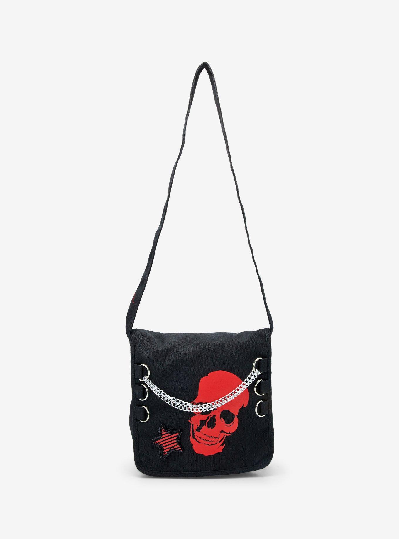 Red Skull & Star Canvas Messenger Bag, , hi-res