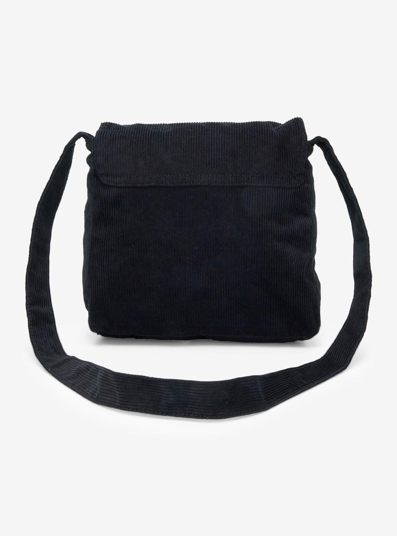 Mushroom Moth & Butterfly Black Corduroy Messenger Bag, , alternate