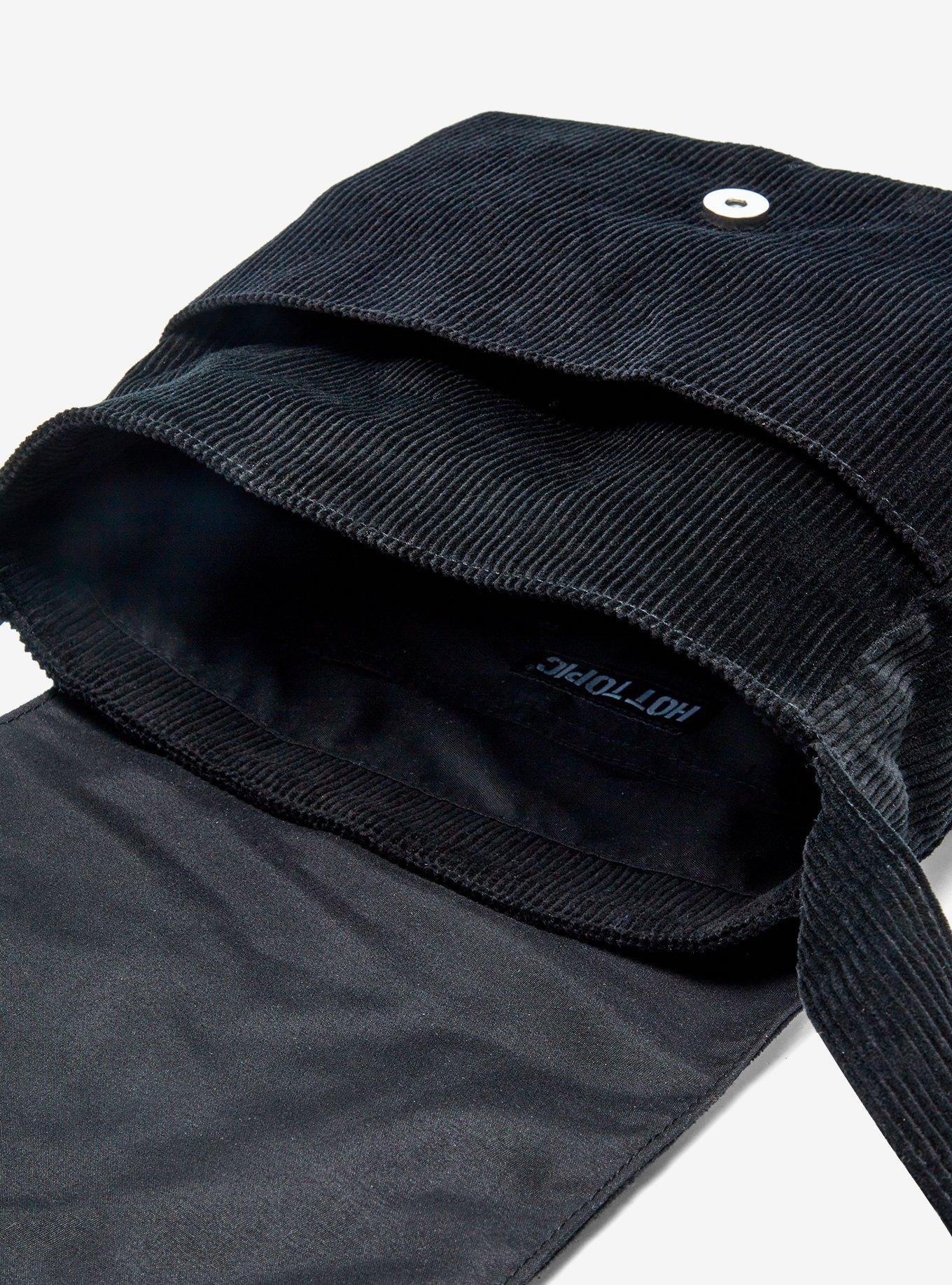Mushroom Moth & Butterfly Black Corduroy Messenger Bag, , alternate