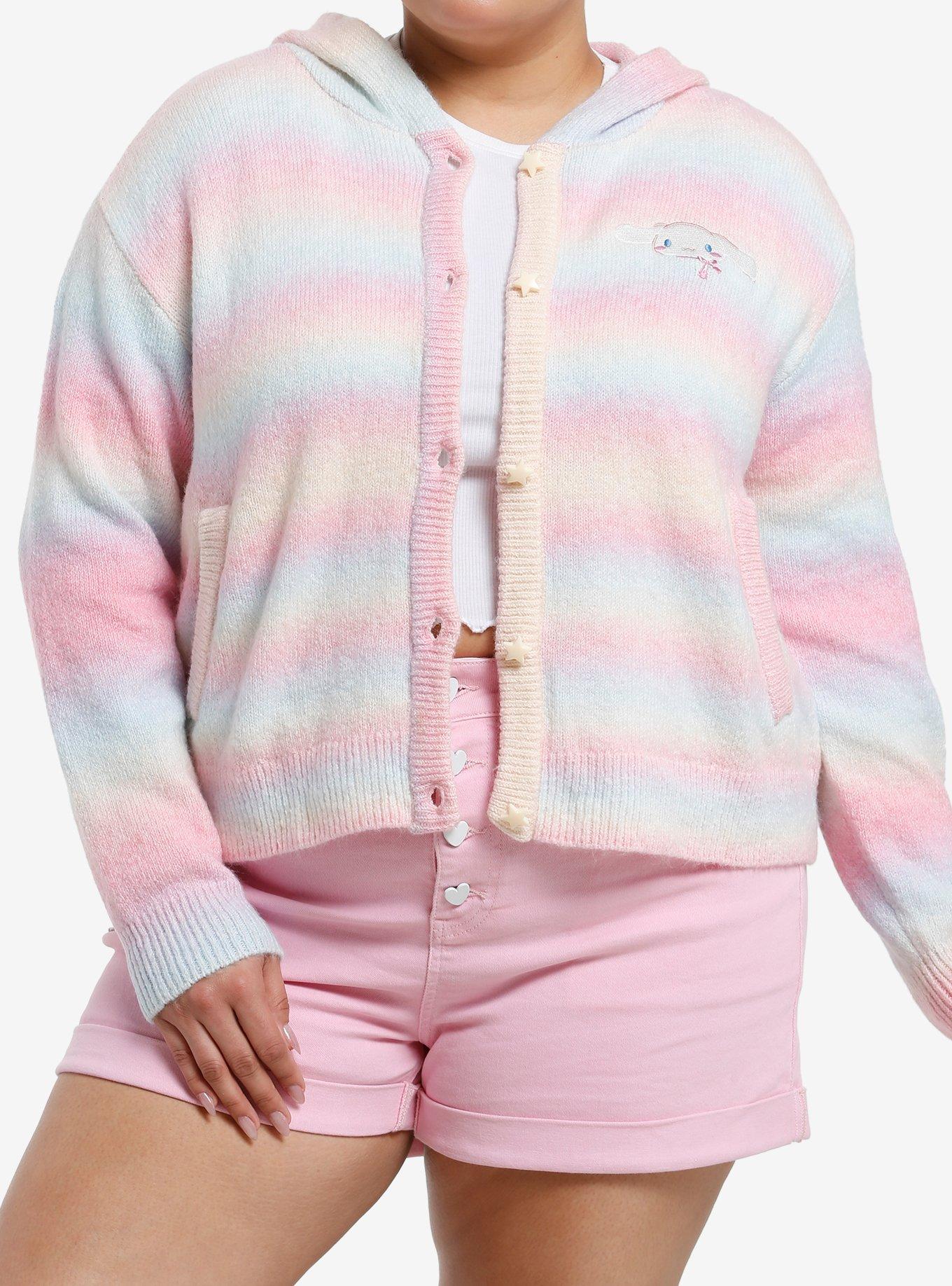 Cinnamoroll Carousel Rainbow Ombre Girls Knit Hoodie Plus Size, , hi-res