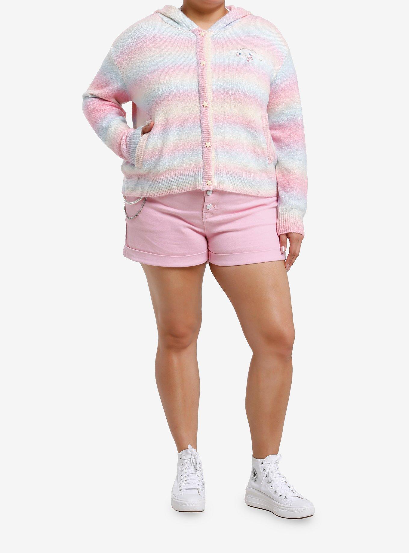 Cinnamoroll Carousel Rainbow Ombre Girls Knit Hoodie Plus Size, MULTI, alternate