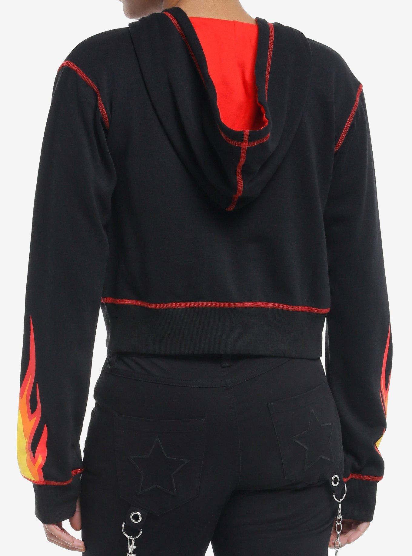 The Grim Adventures Of Billy And Mandy Grim Fire Girls Crop Hoodie, MULTI, alternate