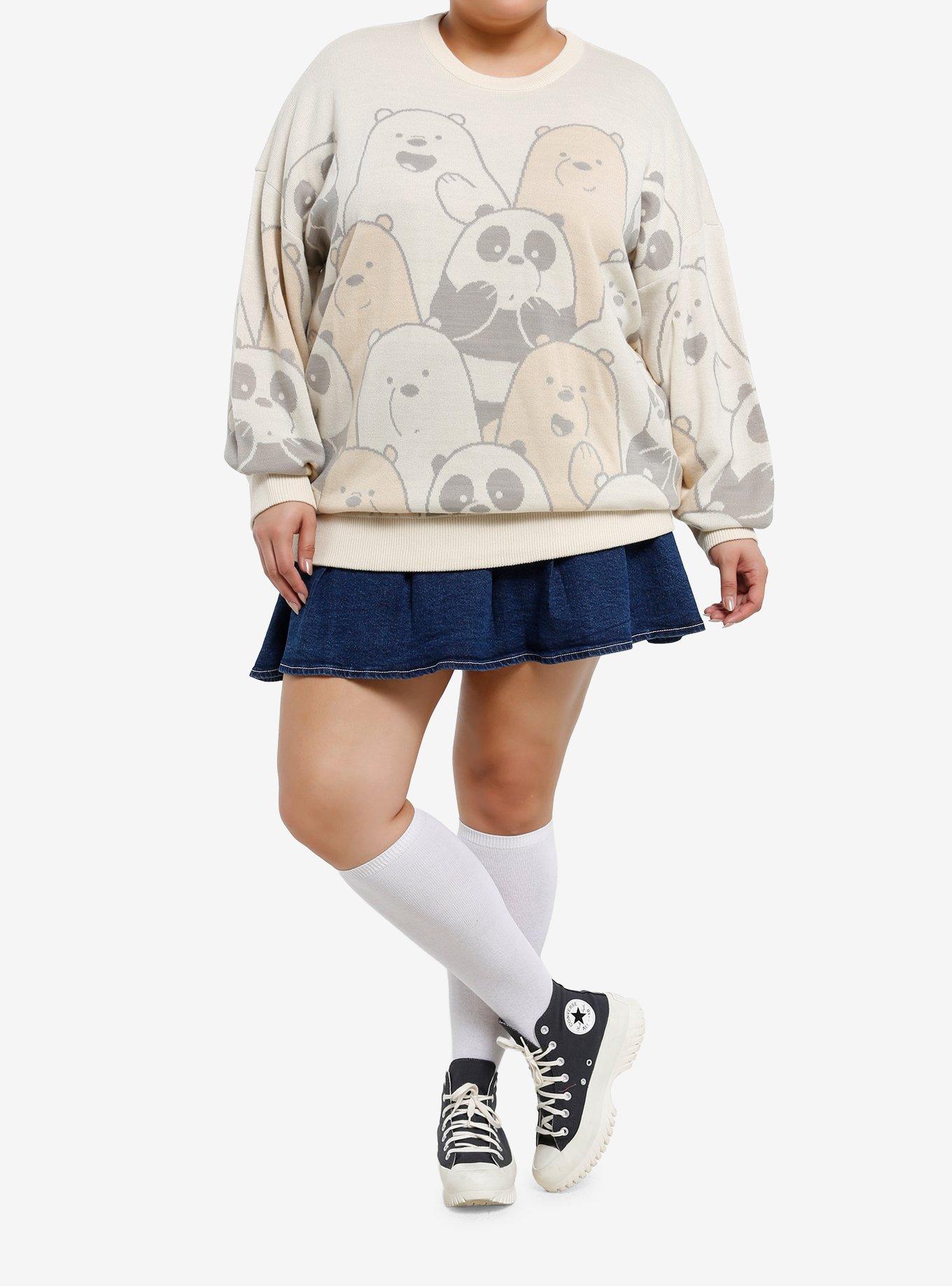 We Bare Bears Collage Girls Oversized Sweater Plus Size, , hi-res