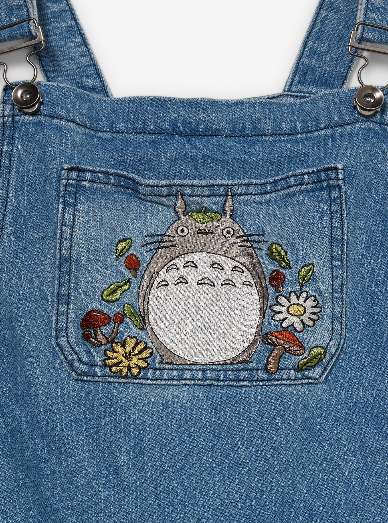 Her Universe Studio Ghibli® My Neighbor Totoro Floral Embroidered Women's Overalls - BoxLunch Exclusive, DENIM, alternate