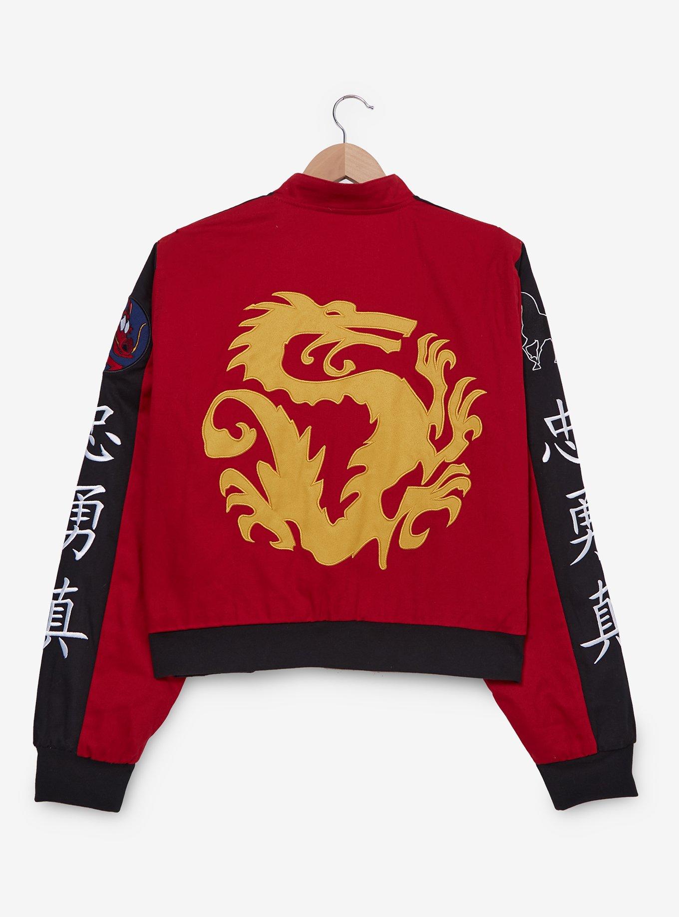 Disney Mulan Mushu Women's Plus Size Cropped Moto Jacket &mdash; BoxLunch Exclusive, RED, alternate