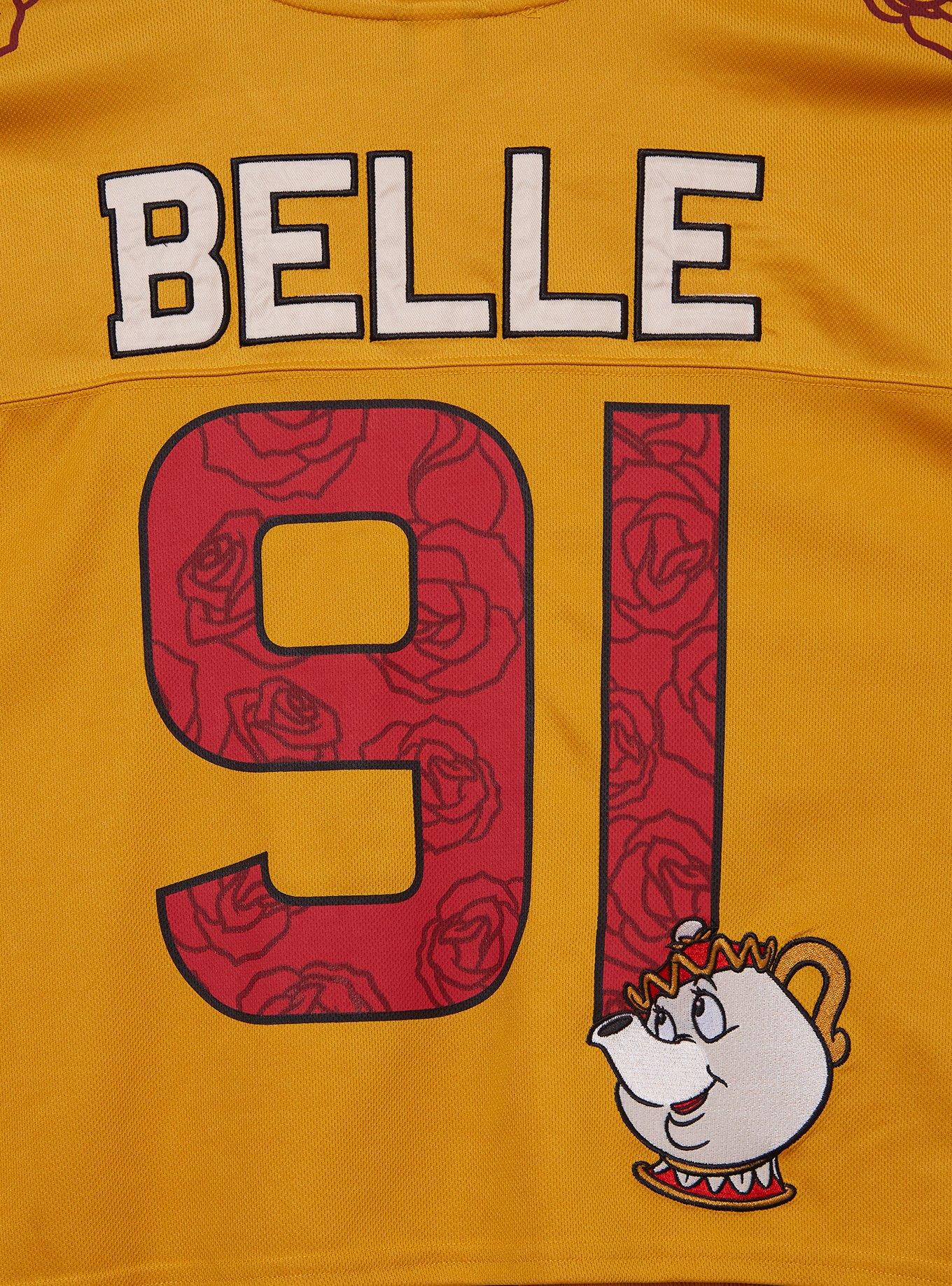 Disney Beauty and the Beast Belle Cropped Women's Football Jersey - BoxLunch Exclusive, GOLD, alternate