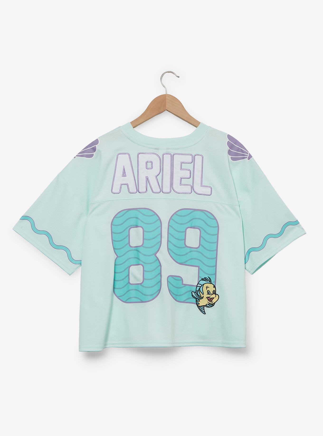 Disney The Little Mermaid Ariel Women's Plus Size Cropped Football Jersey - BoxLunch Exclusive, , alternate