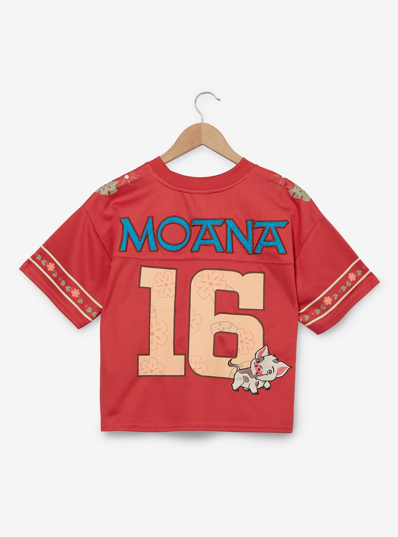 Disney Moana Hei Hei Women's Cropped Football Jersey &mdash; BoxLunch Exclusive, CORAL, alternate