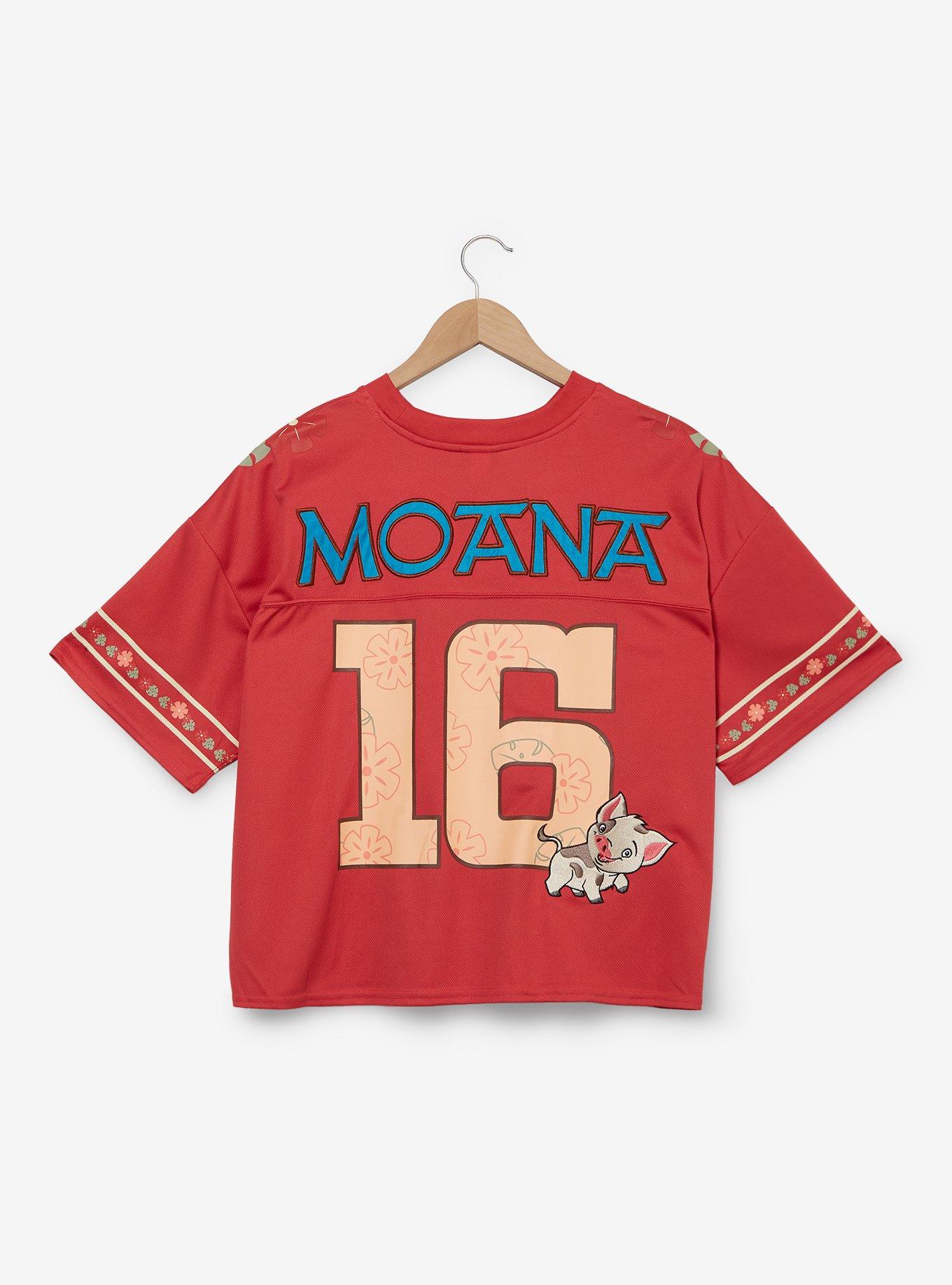 Disney Moana Hei Hei Women's Plus Size Cropped Football Jersey — BoxLunch Exclusive, CORAL, alternate