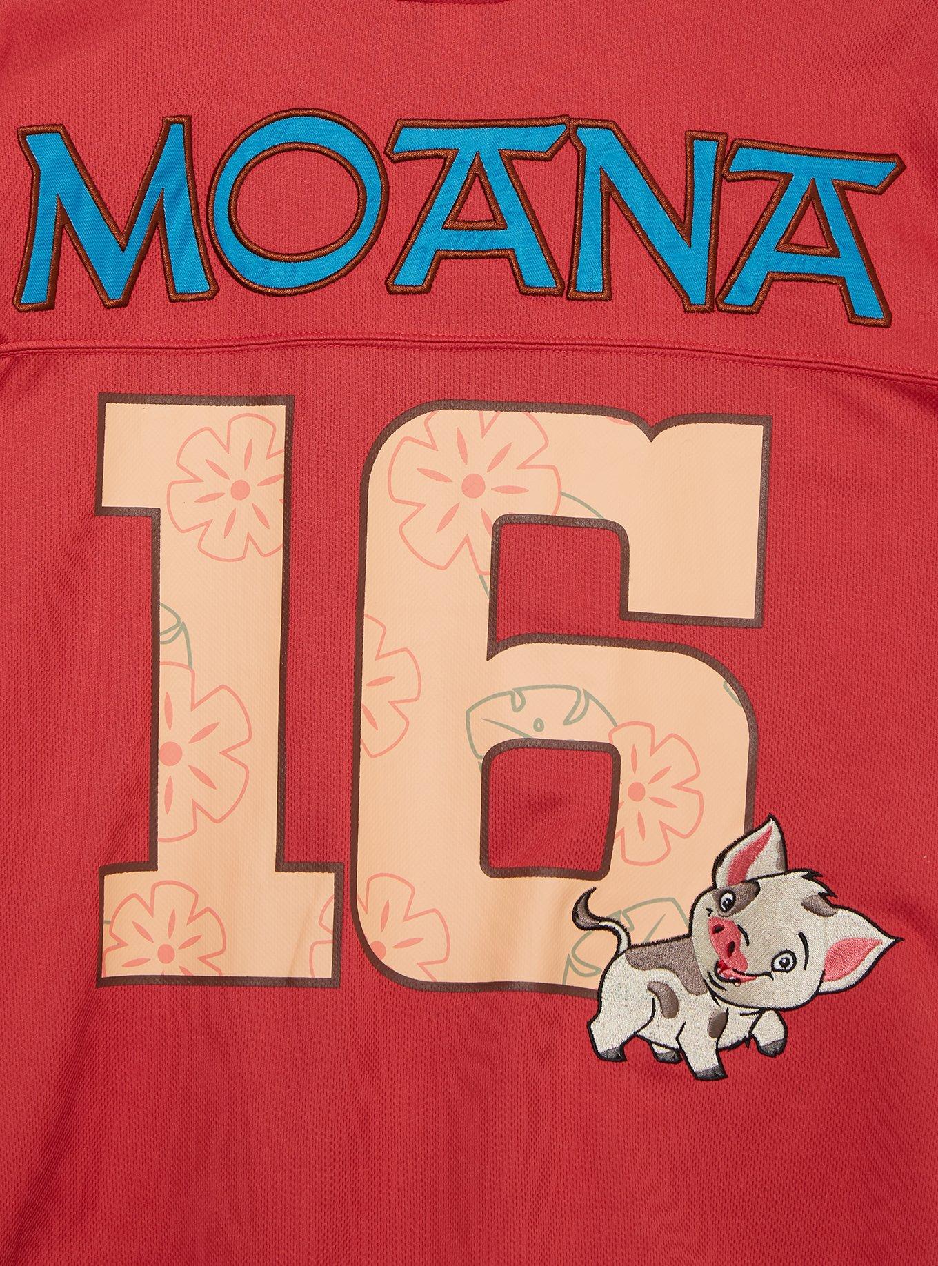 Disney Moana Hei Hei Women's Plus Size Cropped Football Jersey — BoxLunch Exclusive, CORAL, alternate