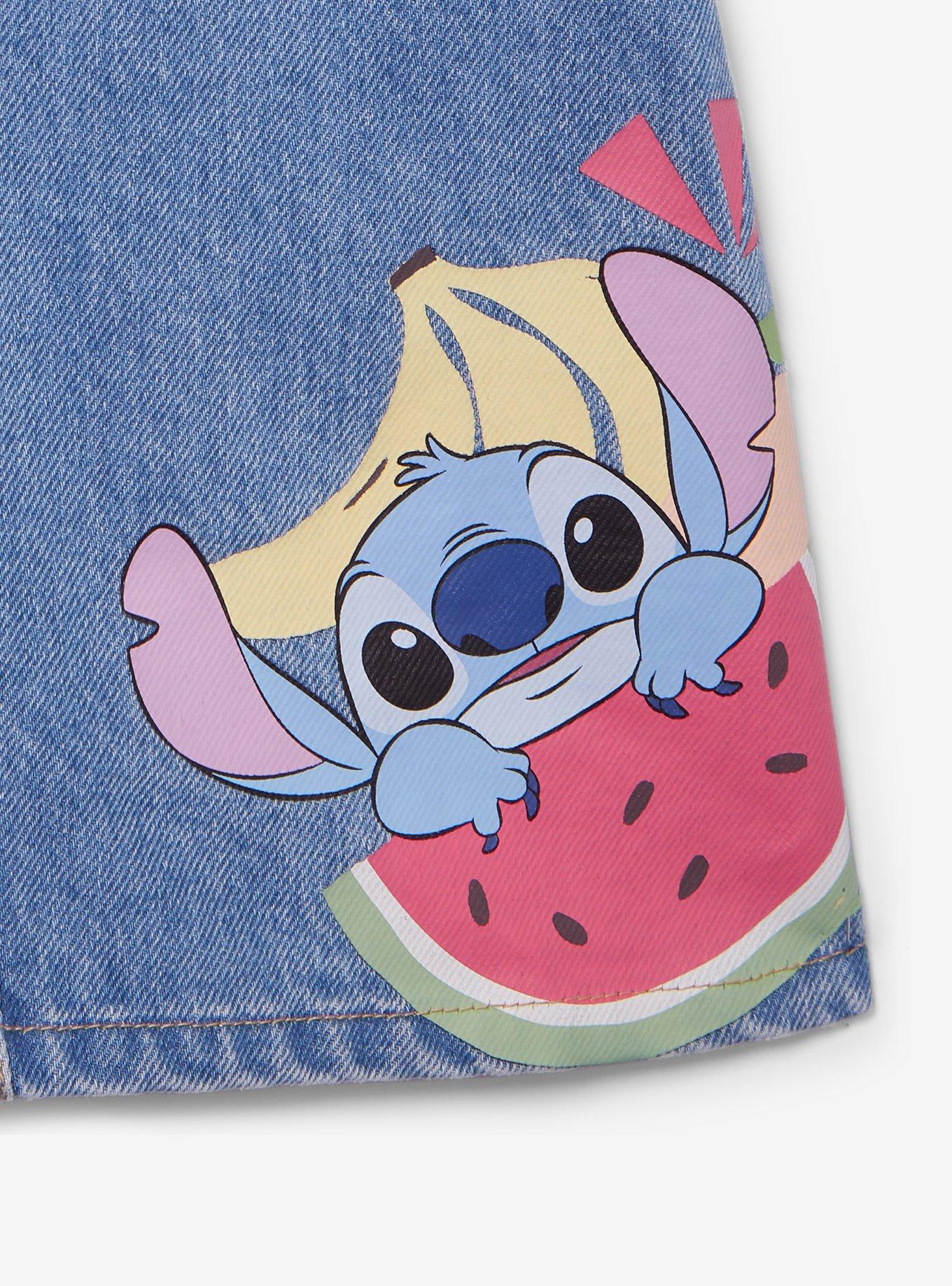 Disney Lilo & Stitch Watermelon Stitch Toddler Denim Overall Dress & T-Shirt Set - BoxLunch Exclusive, DENIM, alternate