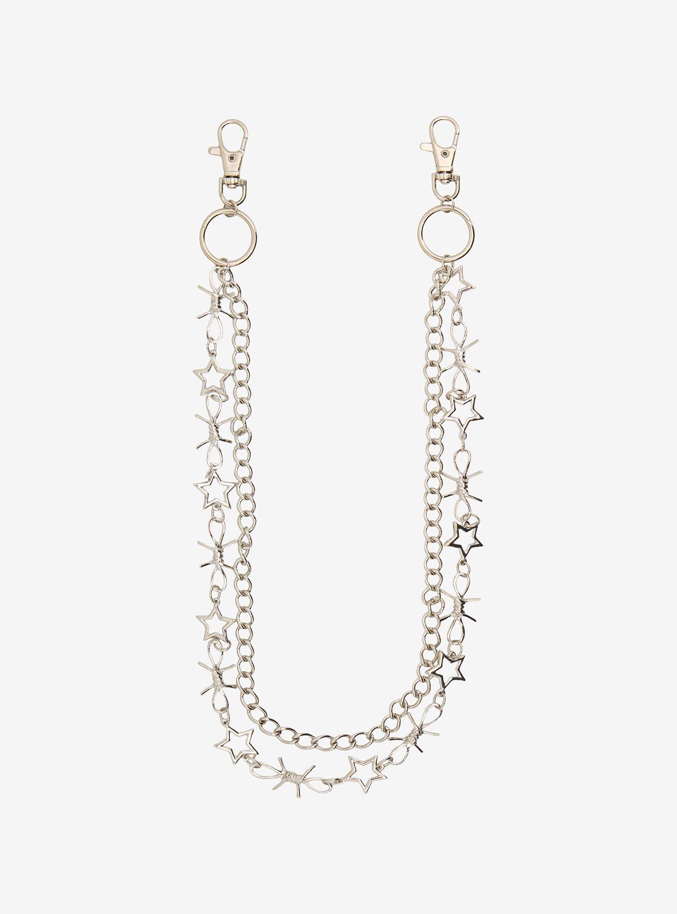 Star & Barbed Wire Double Wallet Chain 22 Inch Wallet Chain, , hi-res