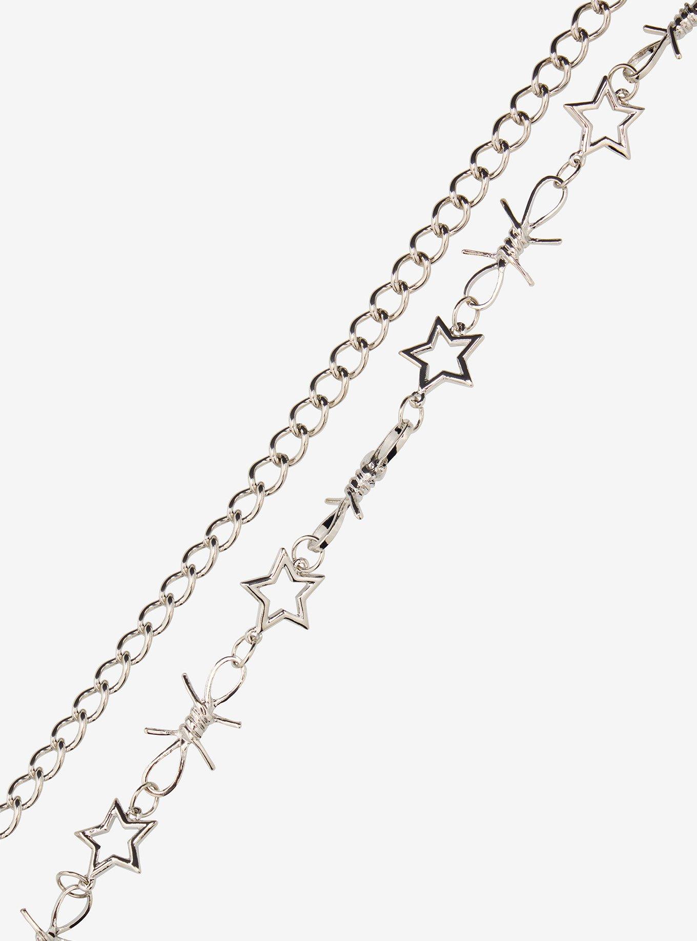 Star & Barbed Wire Double Wallet Chain 22 Inch Wallet Chain, , alternate