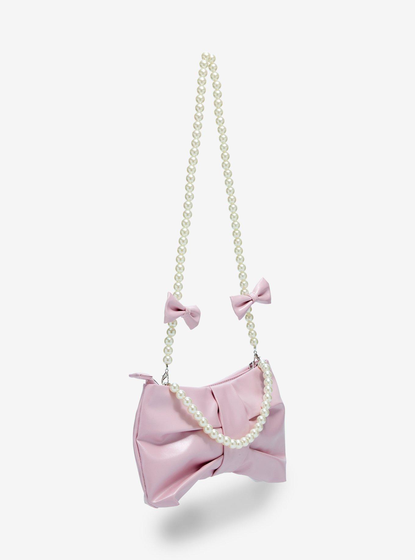 Pink Bow Pearl Shoulder Bag, , hi-res