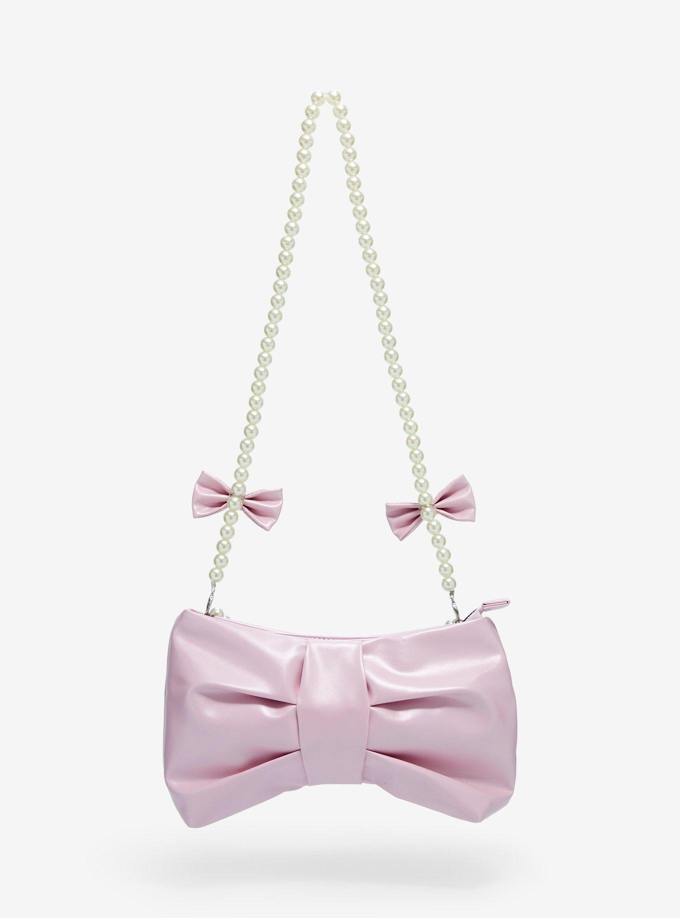 Pink Bow Pearl Shoulder Bag, , alternate