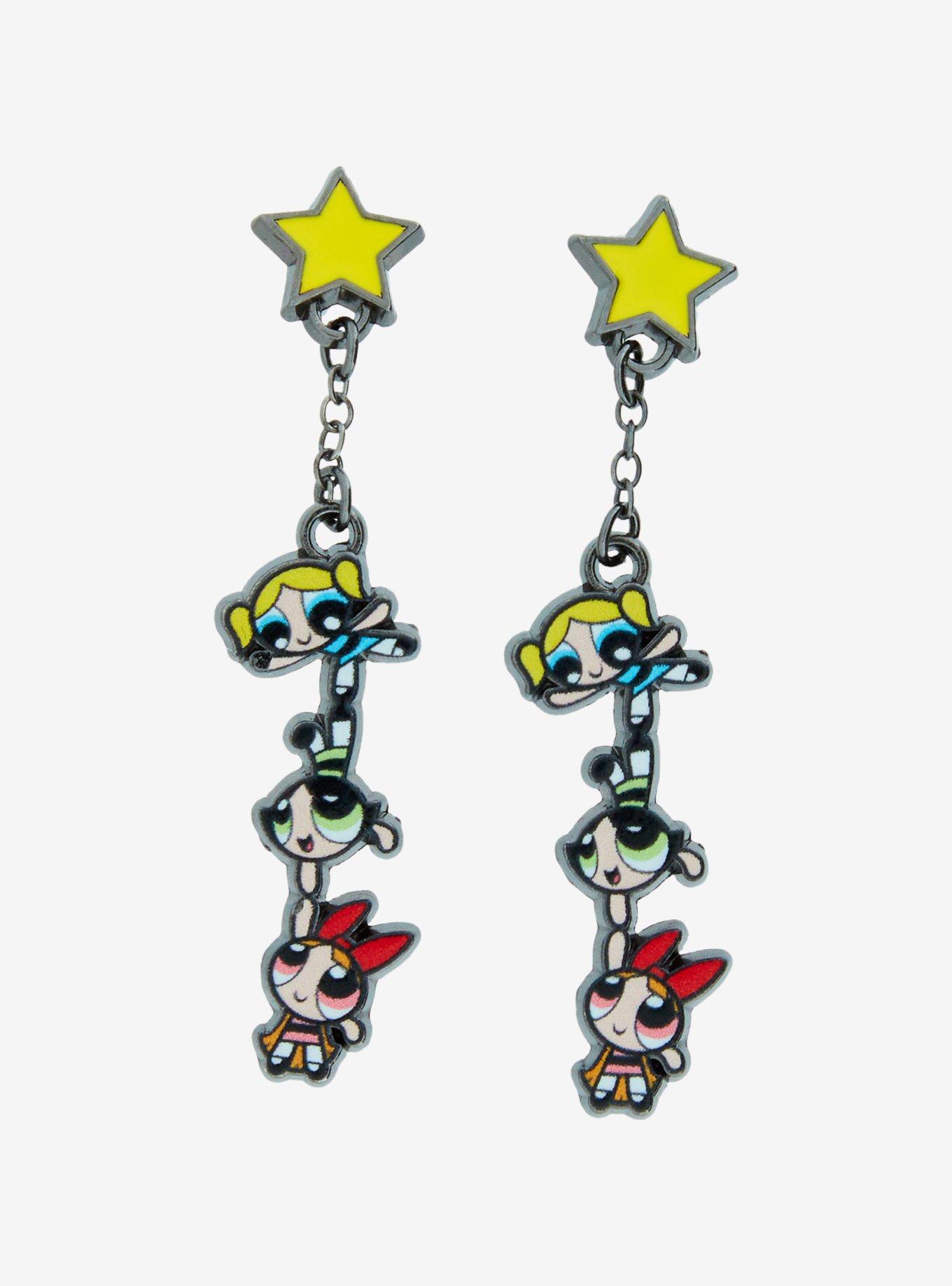 The Powerpuff Girls Trio Stars Drop Earrings, , hi-res