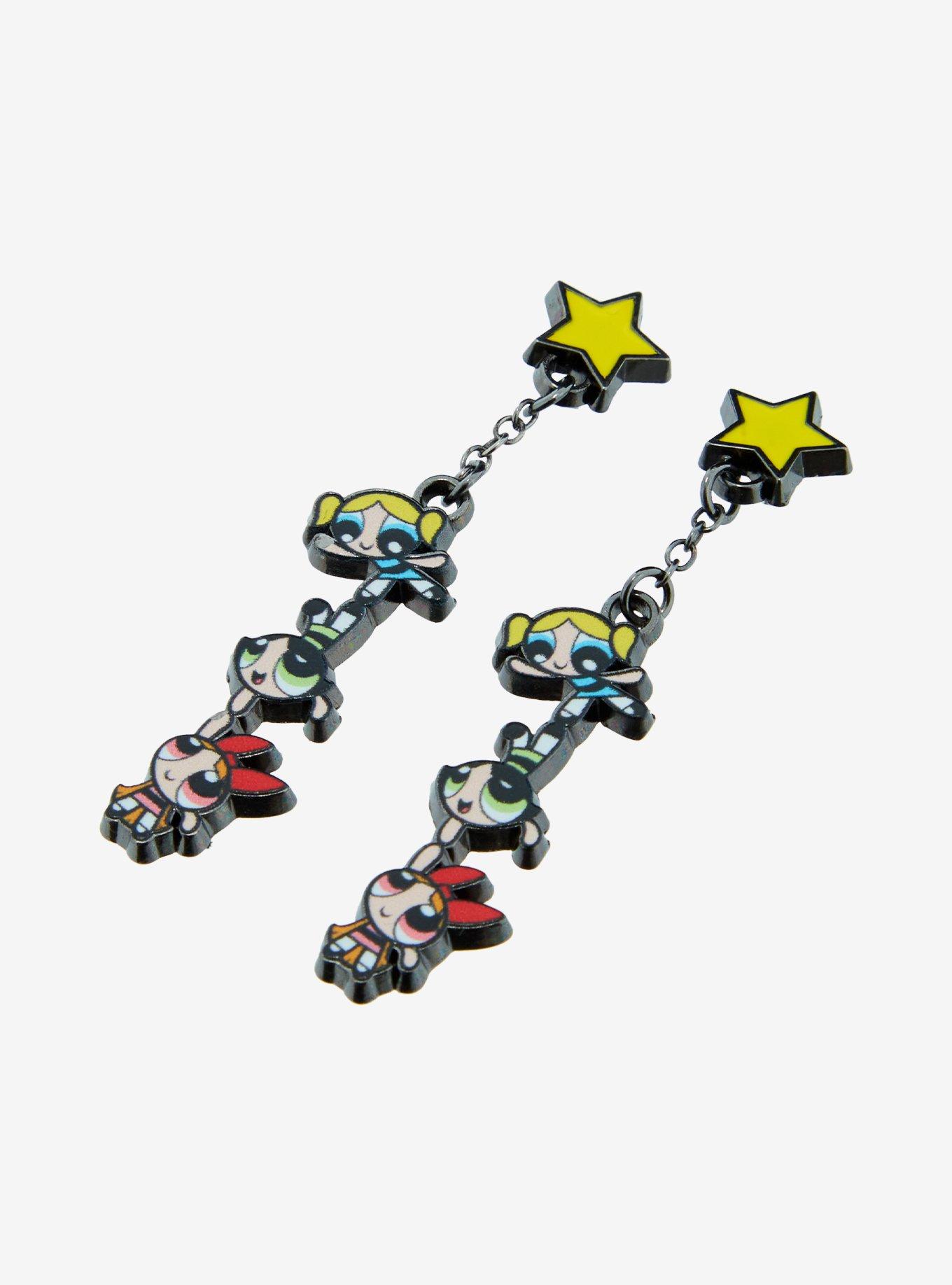 The Powerpuff Girls Trio Stars Drop Earrings, , alternate