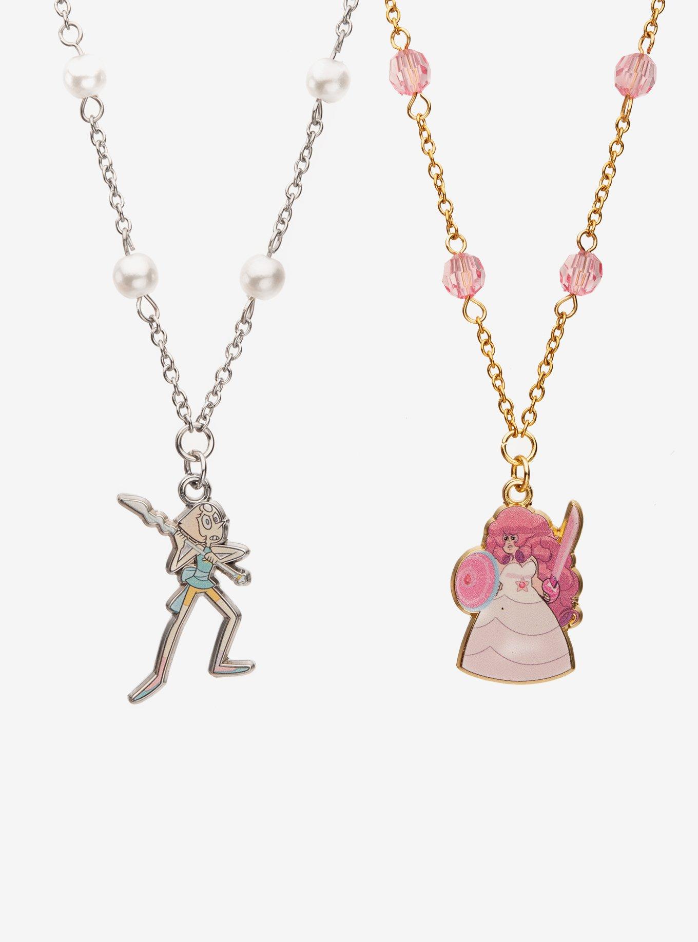 Steven Universe Pearl & Rose Quartz Best Friend Necklace Set, , hi-res