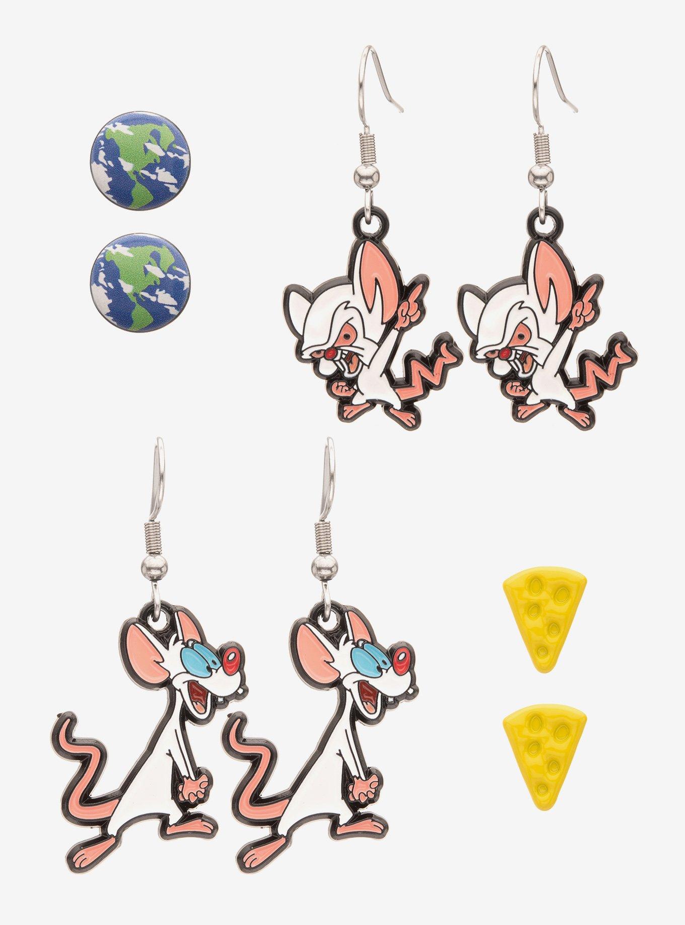 Animaniacs Pinky & The Brain Earring Set, , alternate