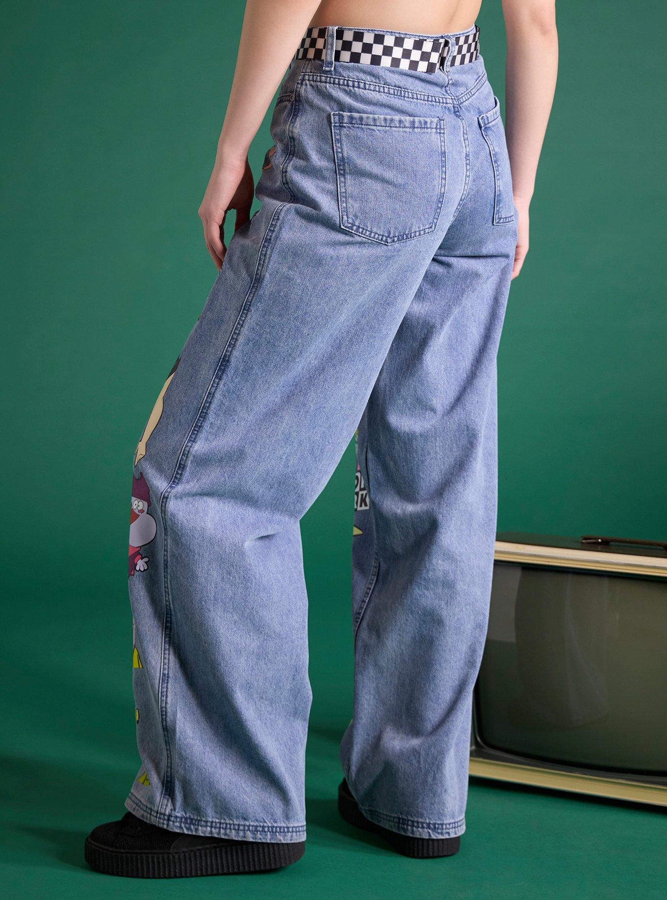 Cartoon Network Character Collage Wide Leg Denim Pants