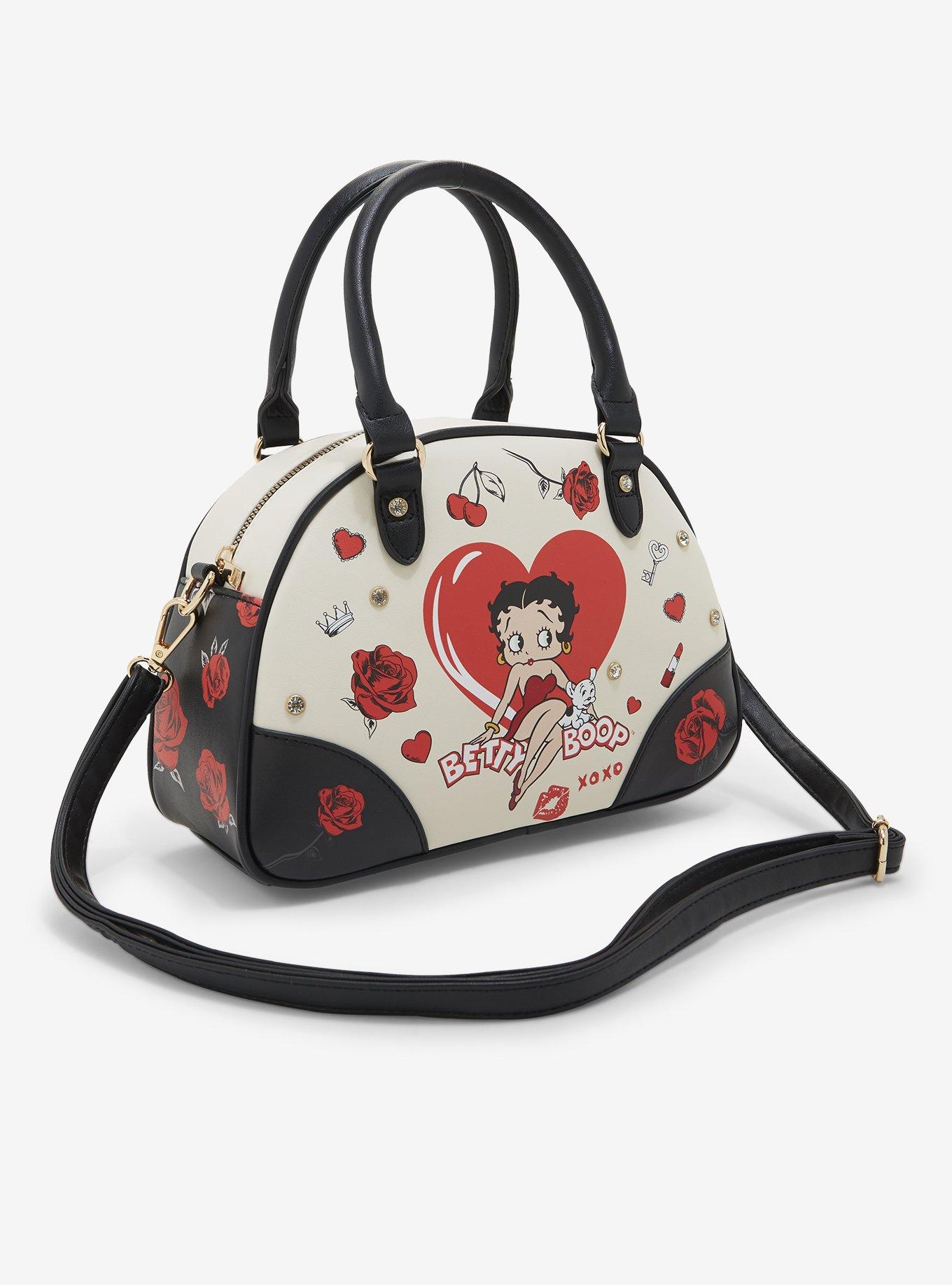 Betty Boop Art Rhinestone Bowler Handbag, , alternate