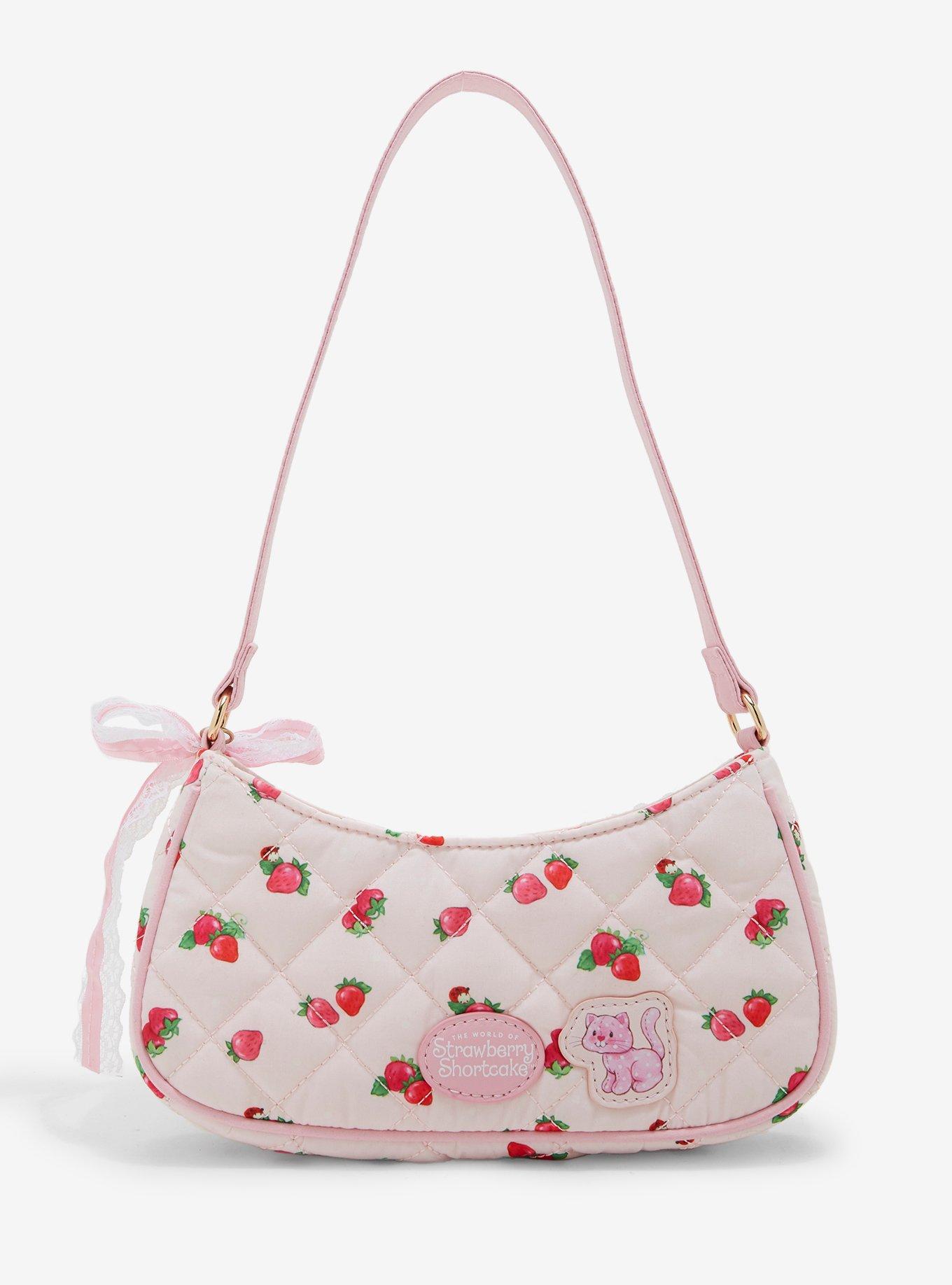 Strawberry Shortcake Quilted Fabric Ribbon Charm Shoulder Bag, , alternate